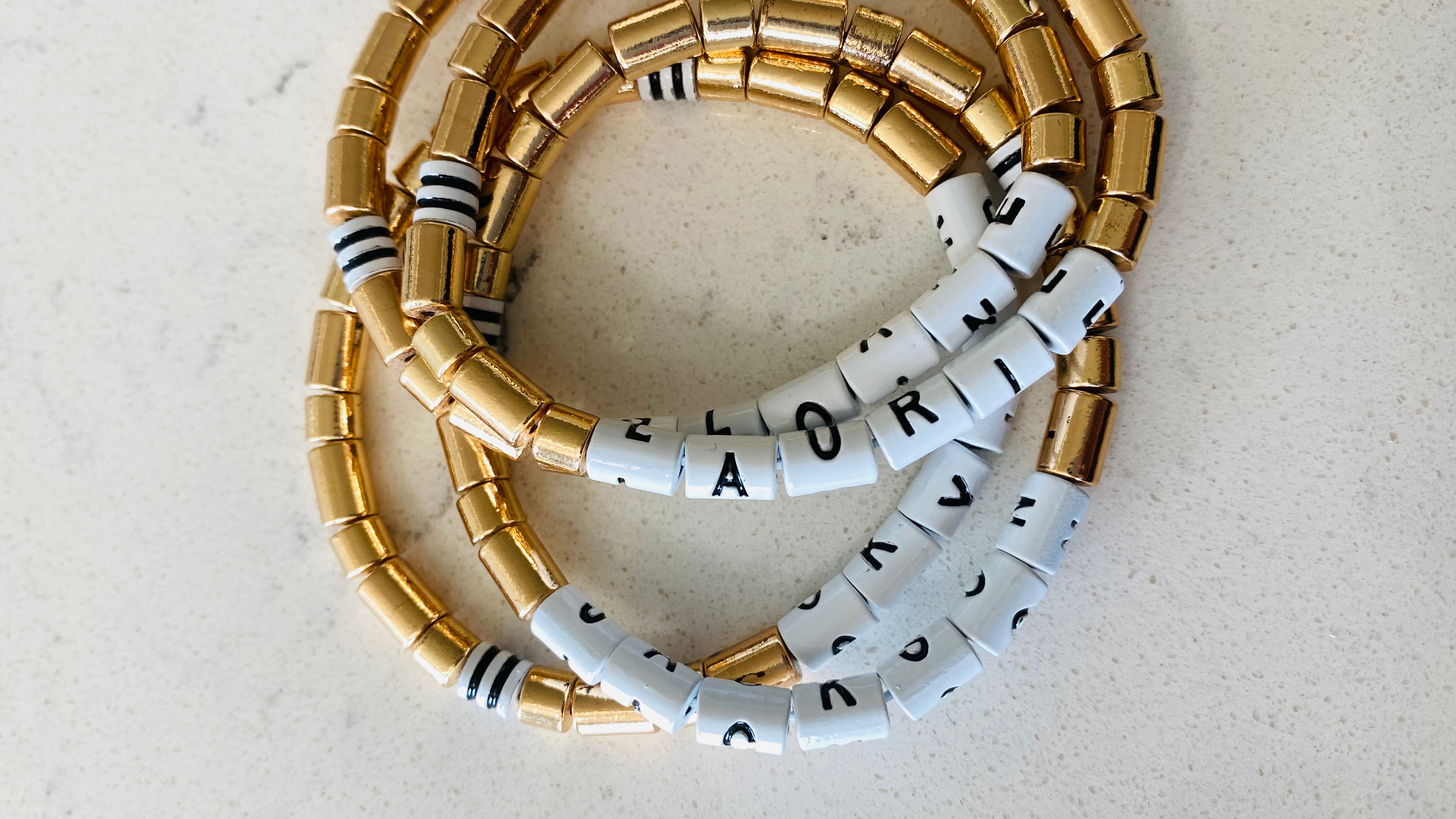 Gold Enamel Letter Bracelet - ONIE + SKY