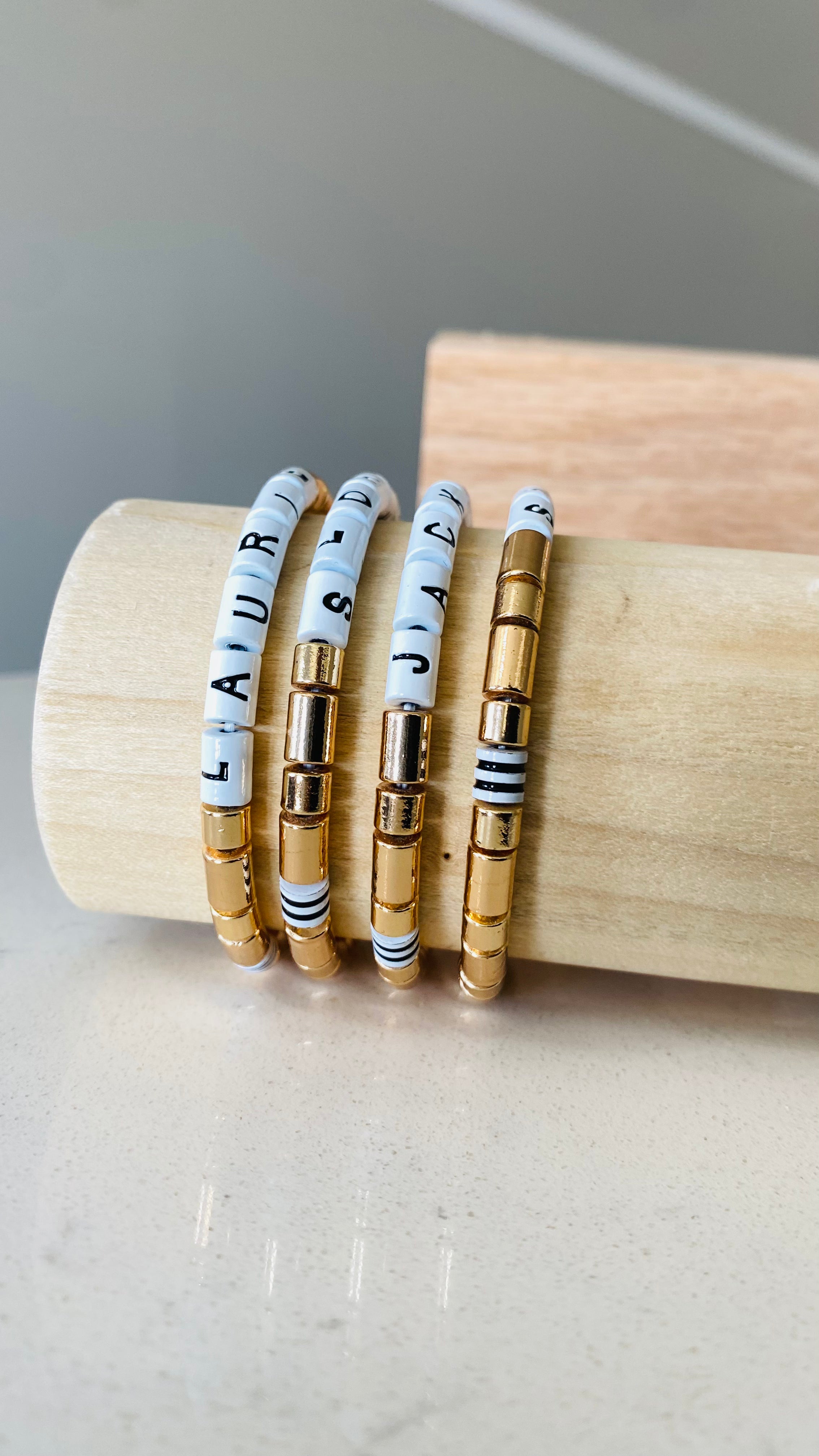 Gold Enamel Letter Bracelet - ONIE + SKY