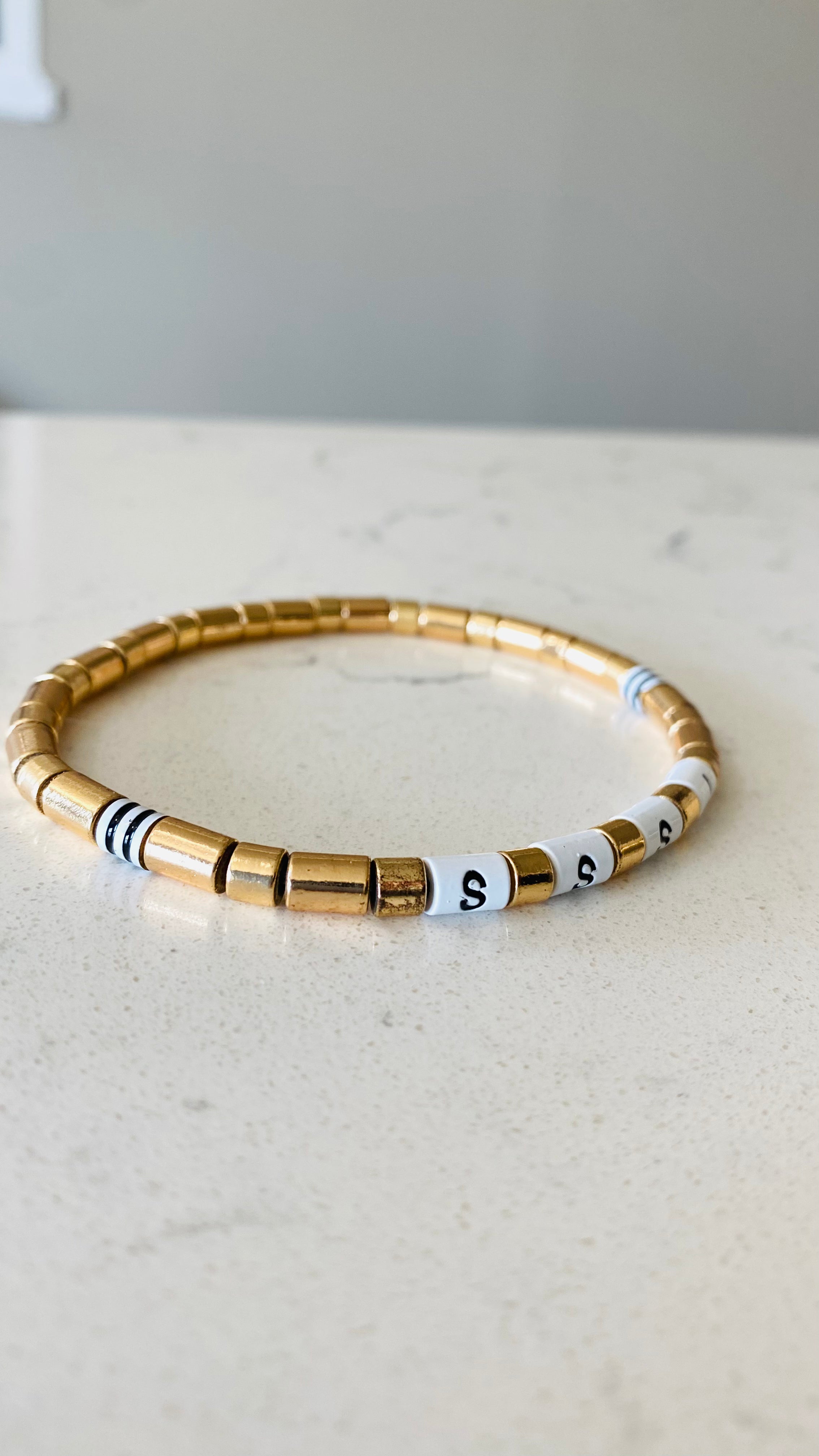 Gold Enamel Letter Bracelet - ONIE + SKY
