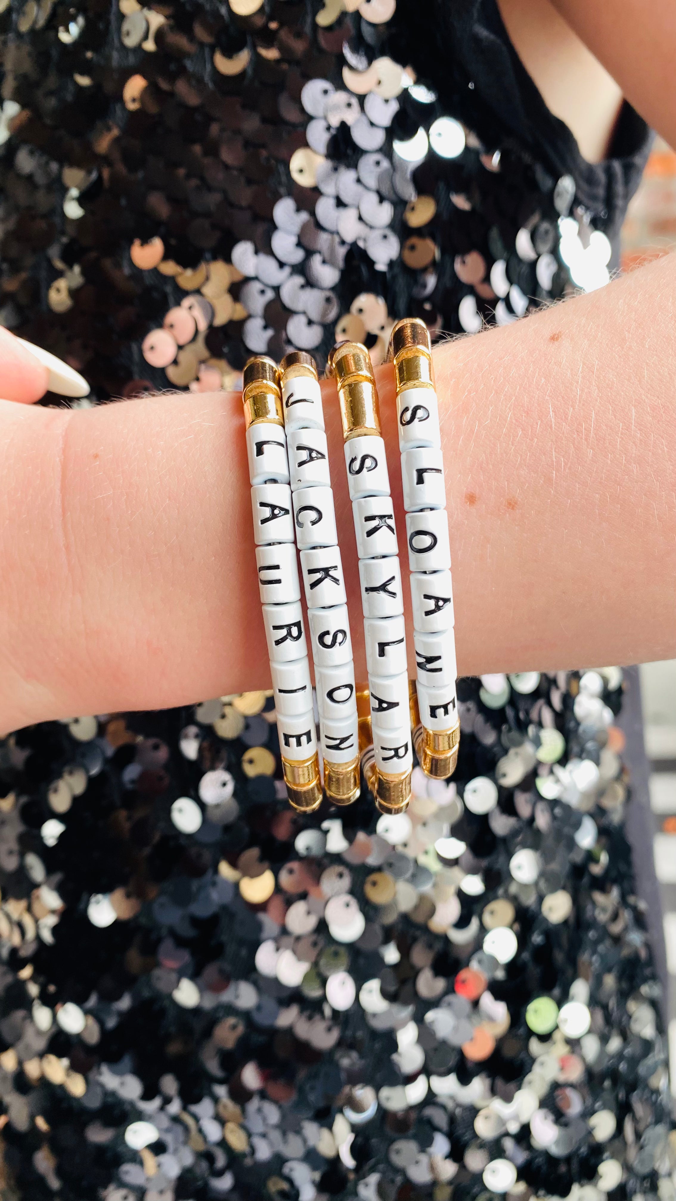 Gold Enamel Letter Bracelet - ONIE + SKY