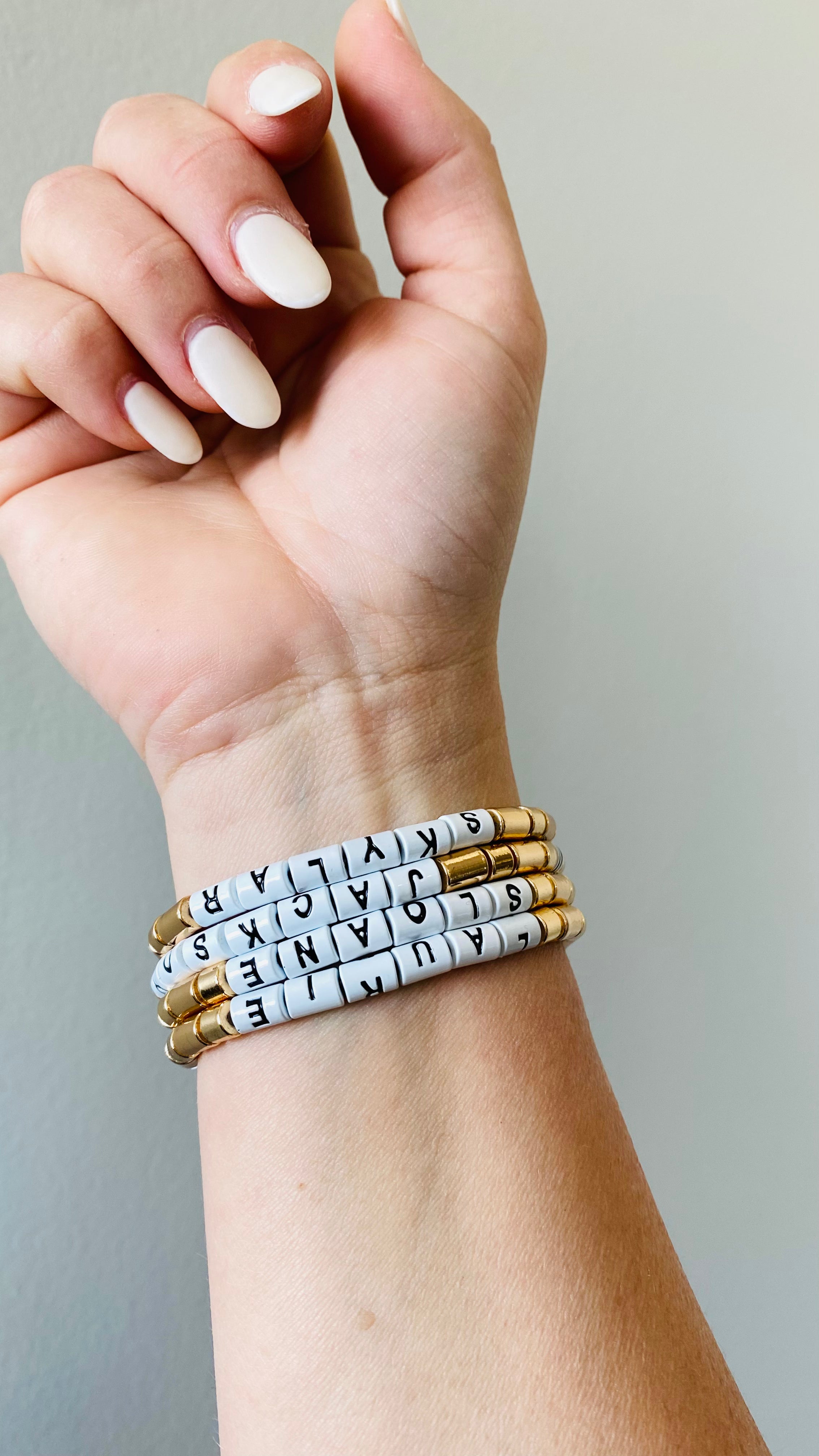 Gold Enamel Letter Bracelet - ONIE + SKY