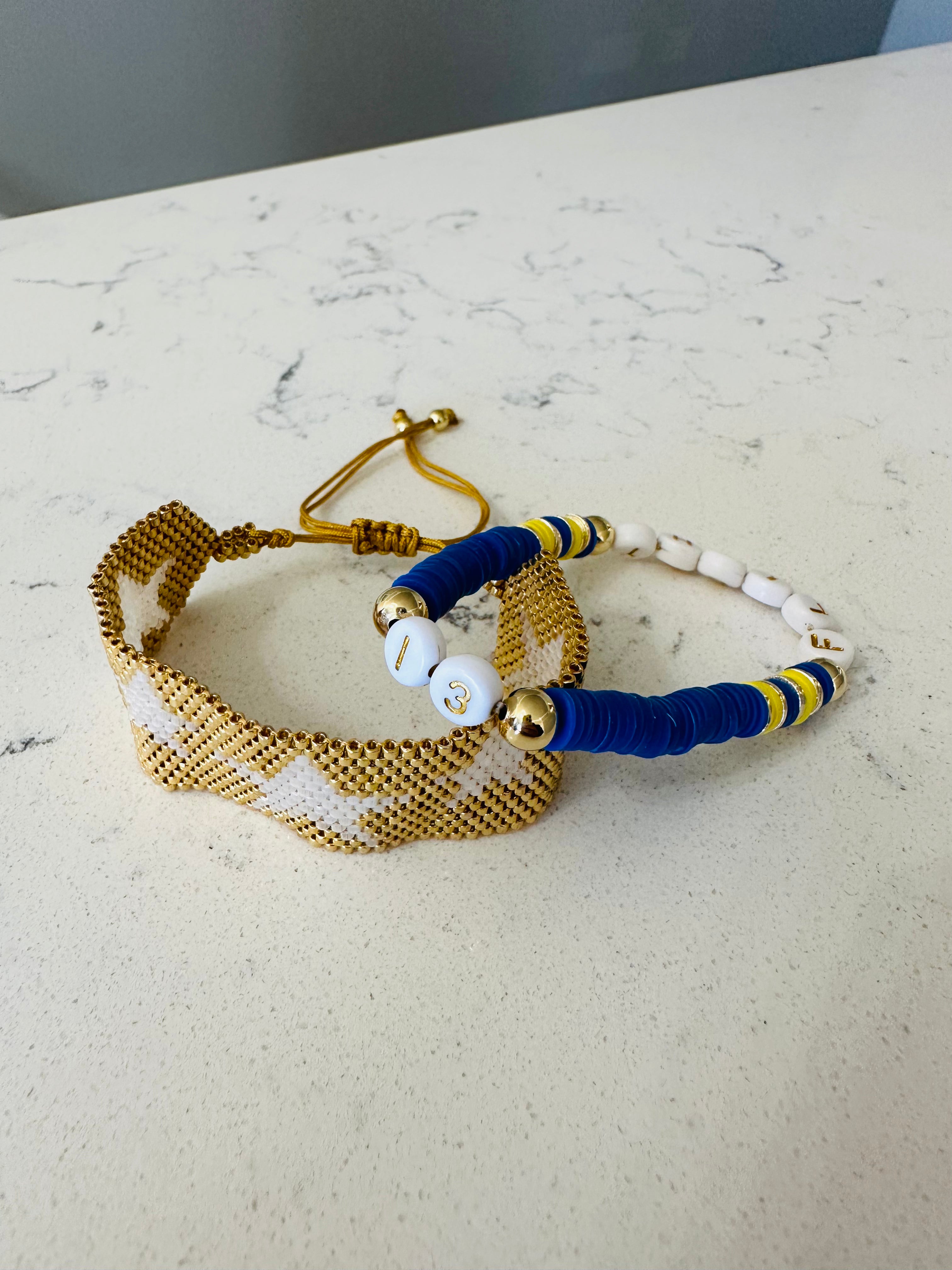 Two Color Team and Number Bracelet