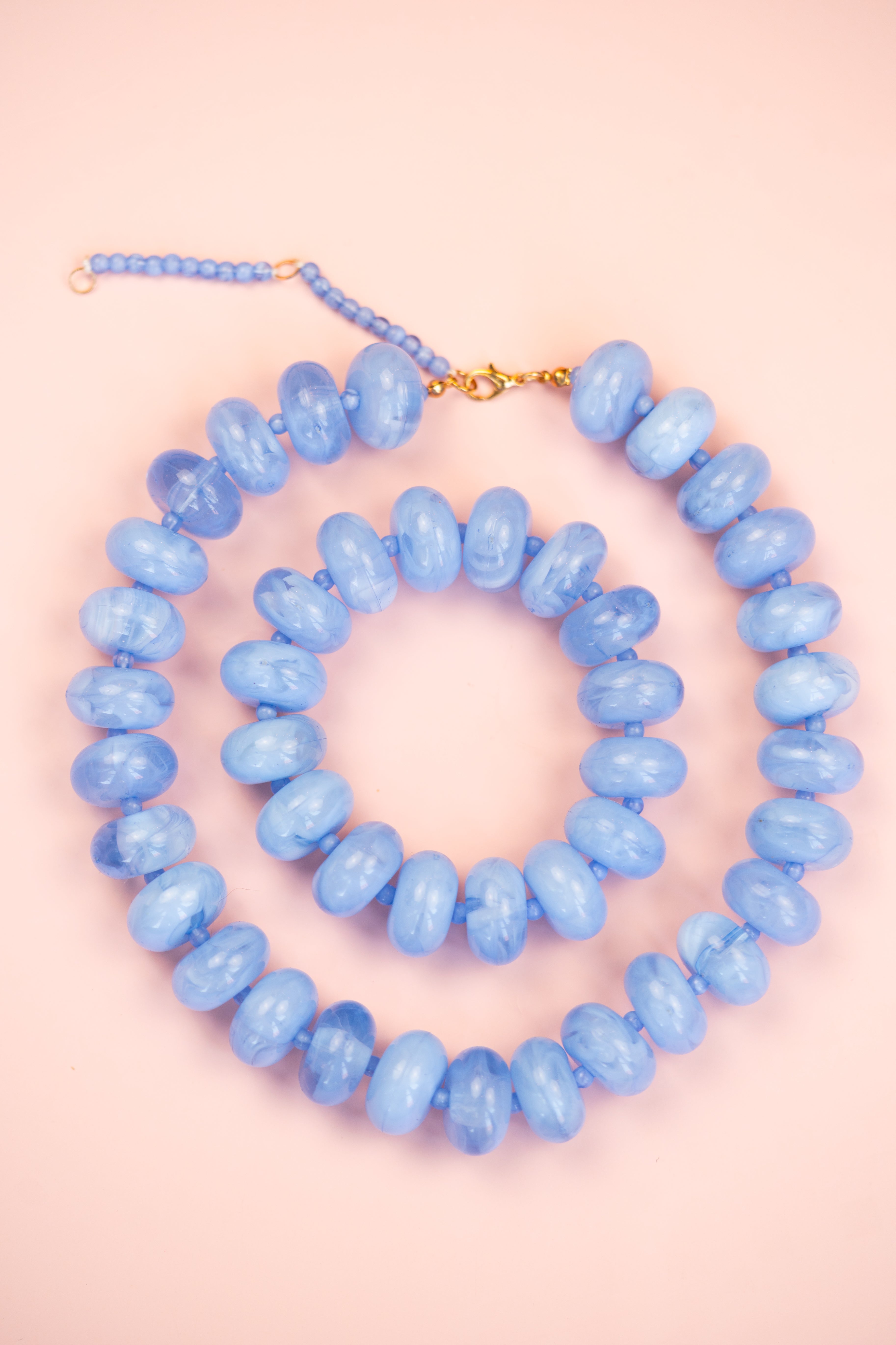 Baby Blue Chunky Acrylic Bead Necklace