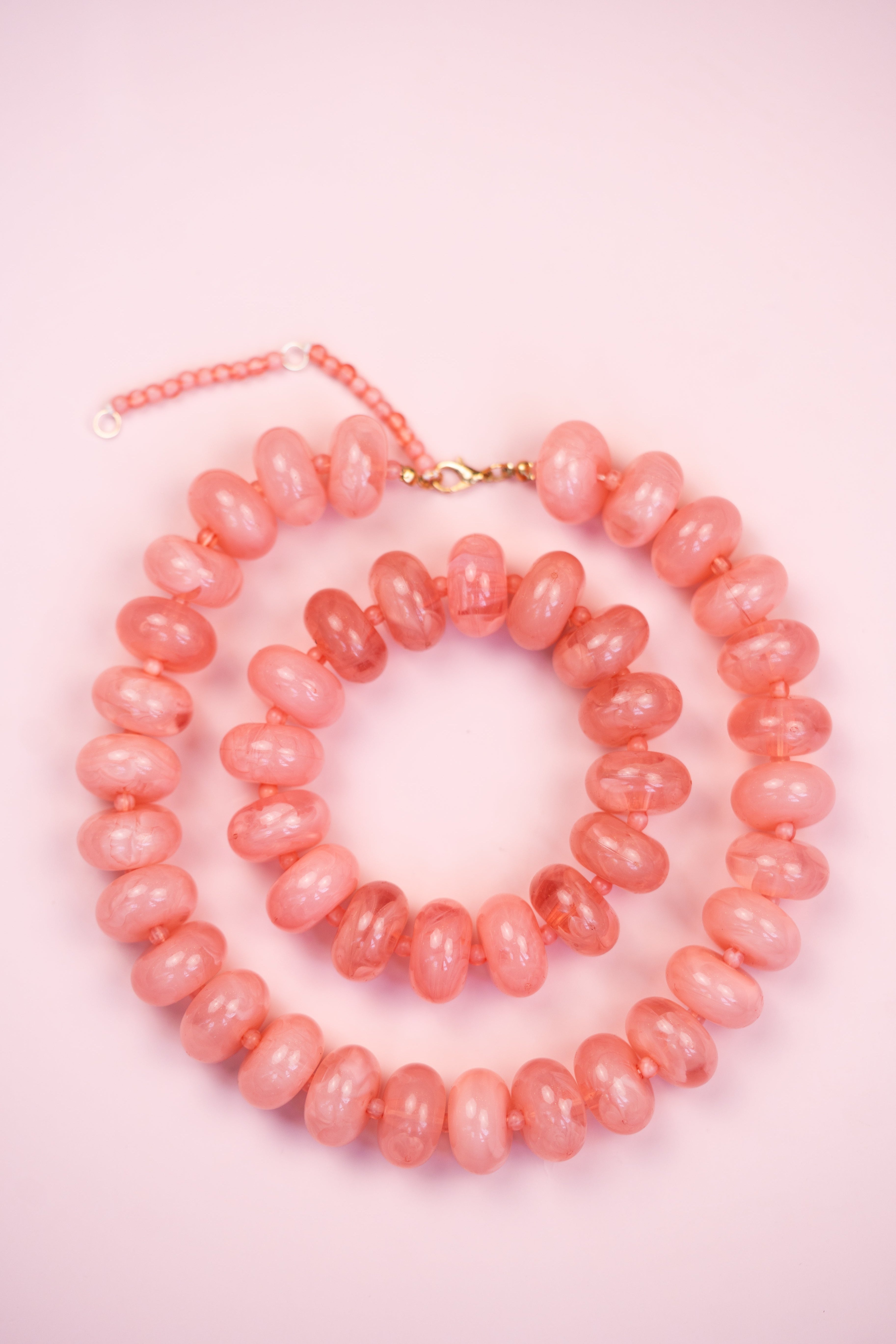 Pink Chunky Acrylic Bead Necklace