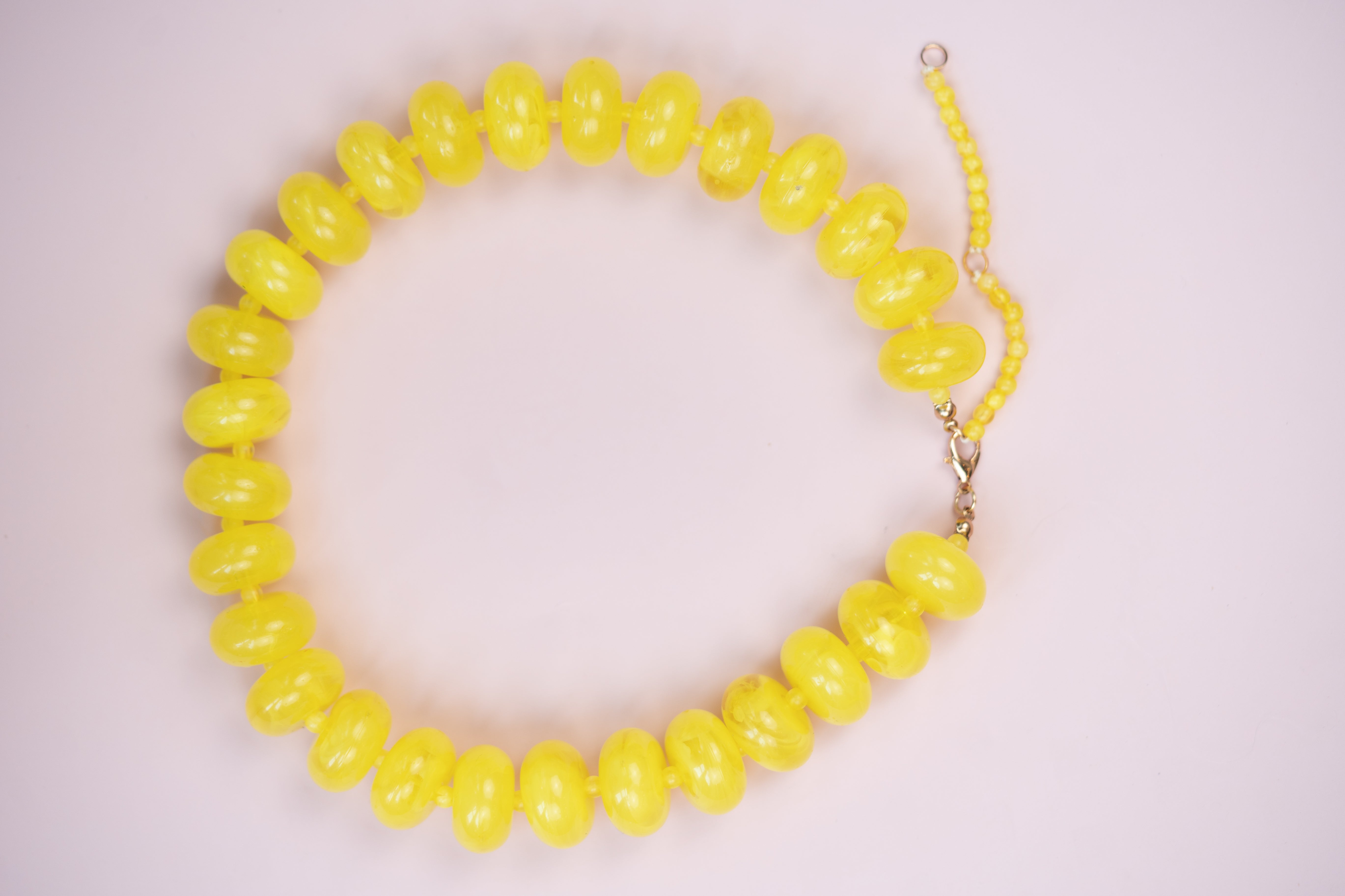 Yellow Chunky Acrylic Bead Necklace