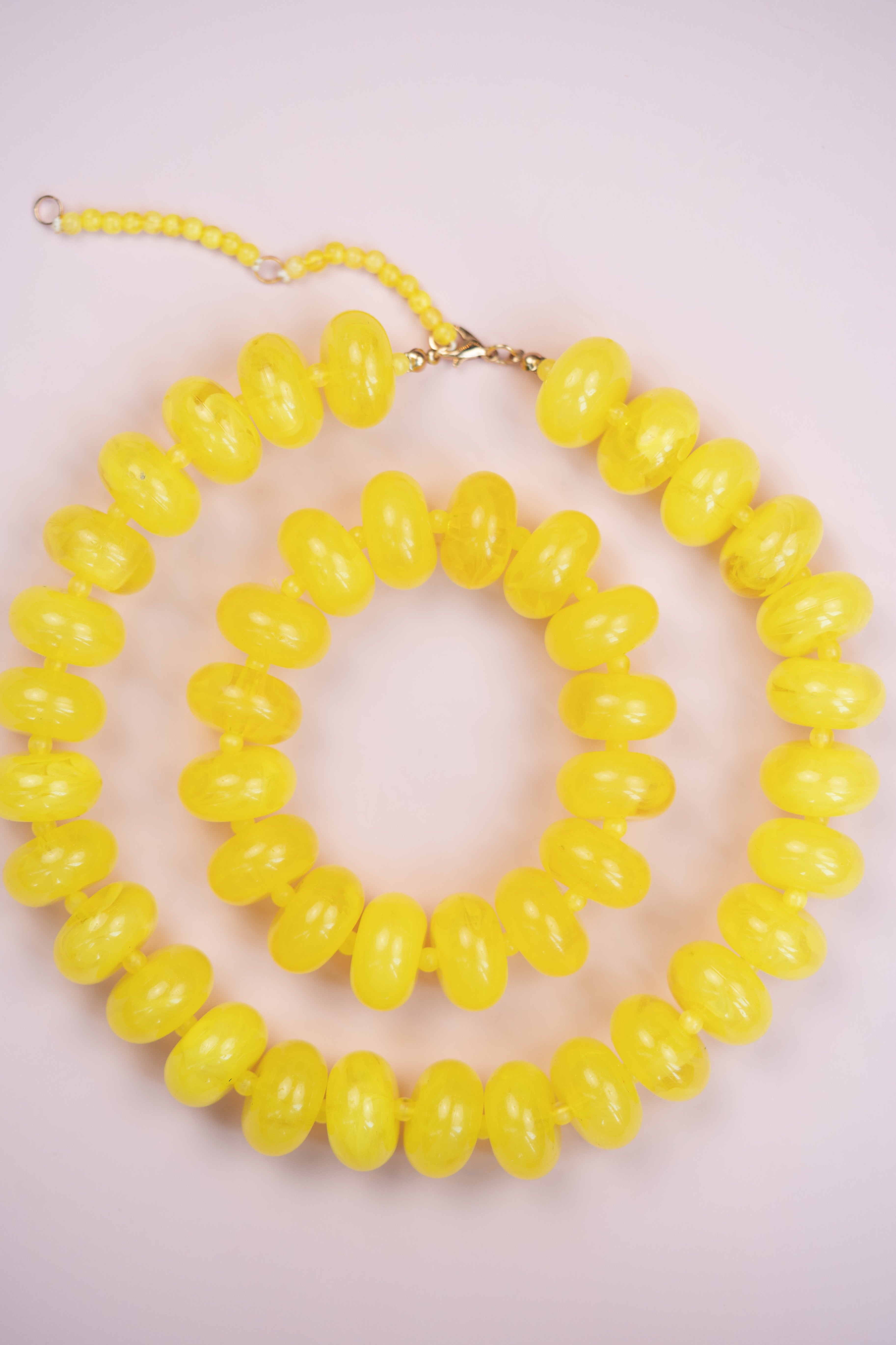 Yellow Chunky Acrylic Bead Necklace
