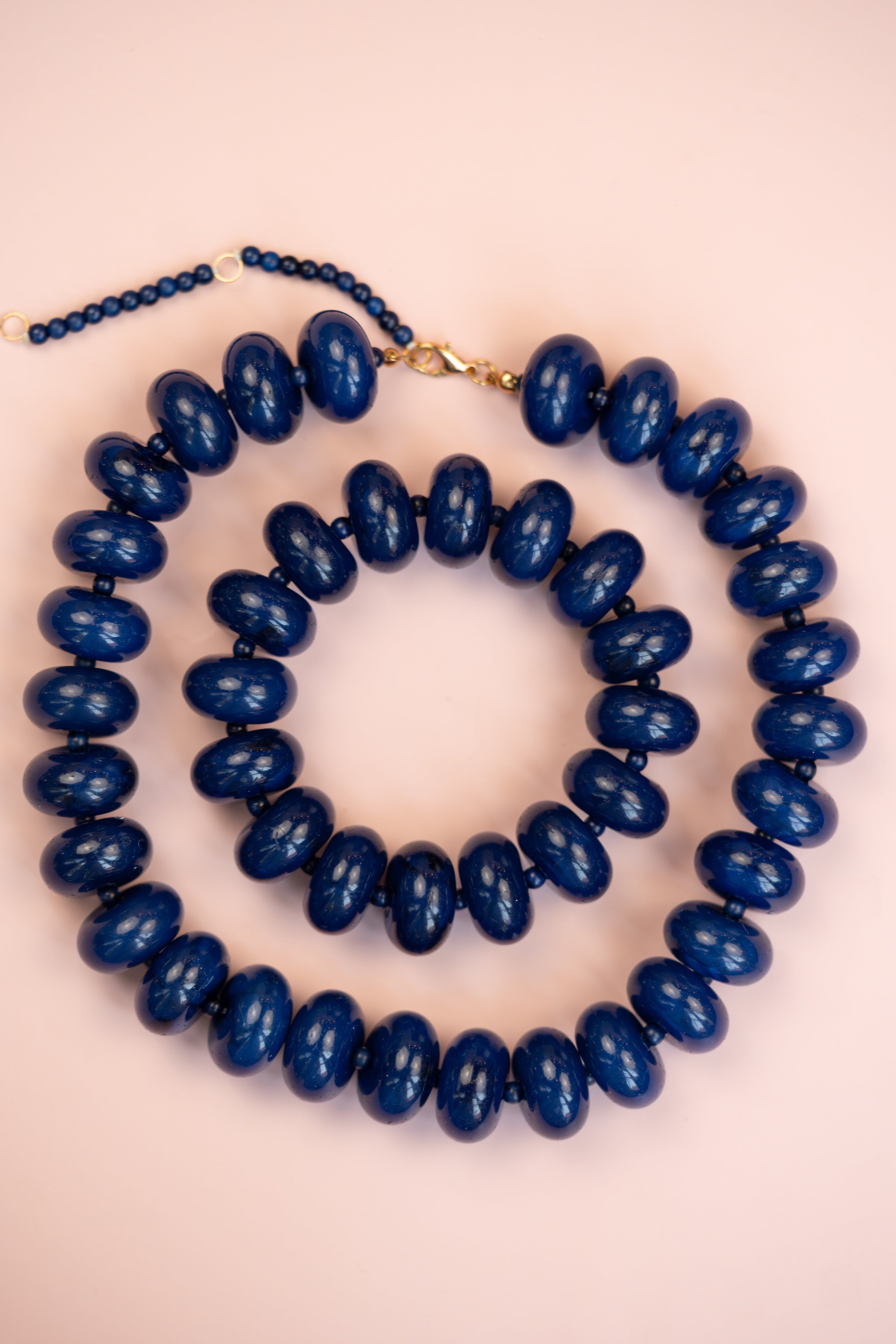 Navy Chunky Acrylic Bead Necklace
