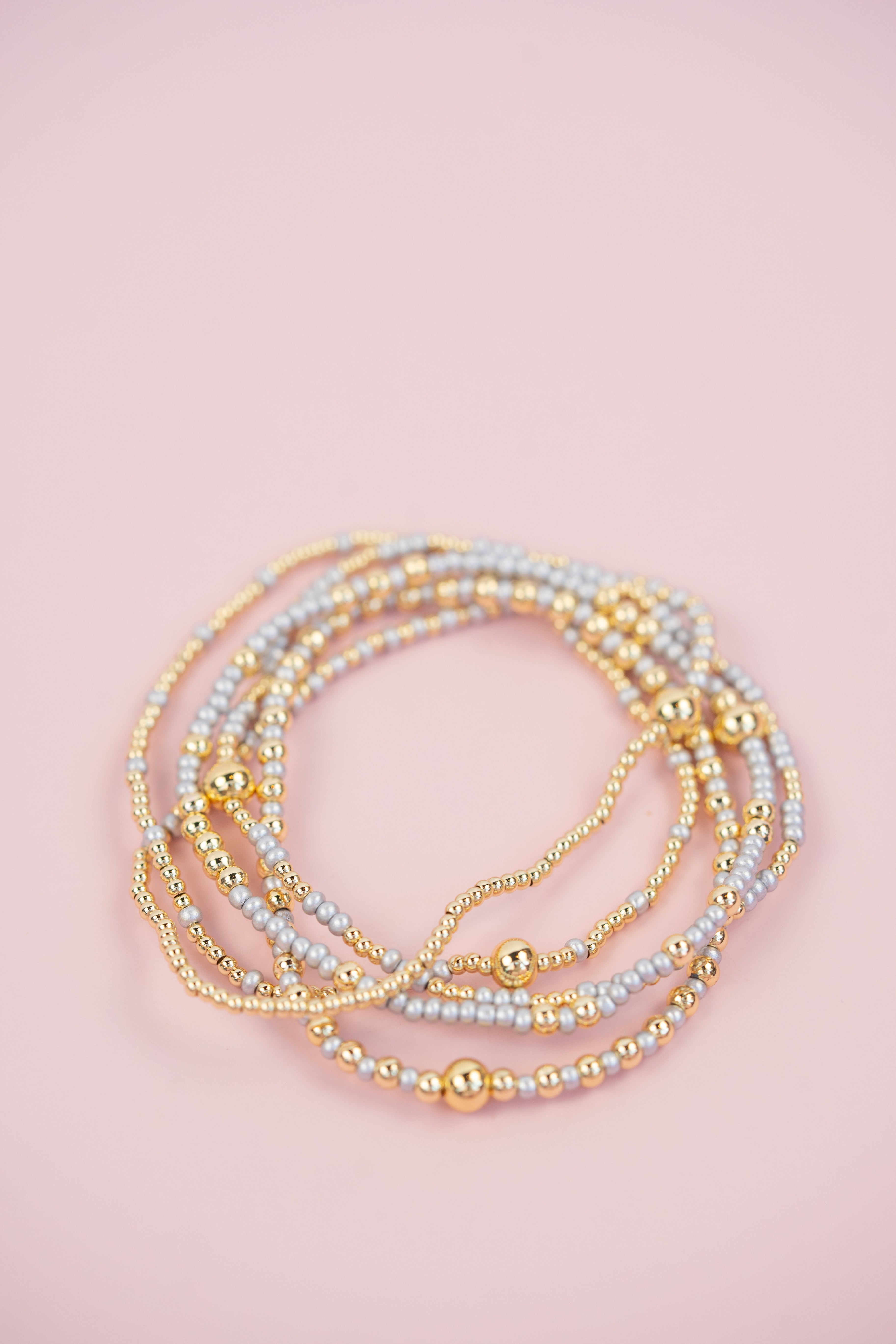 Grey and Gold Beaded Set
