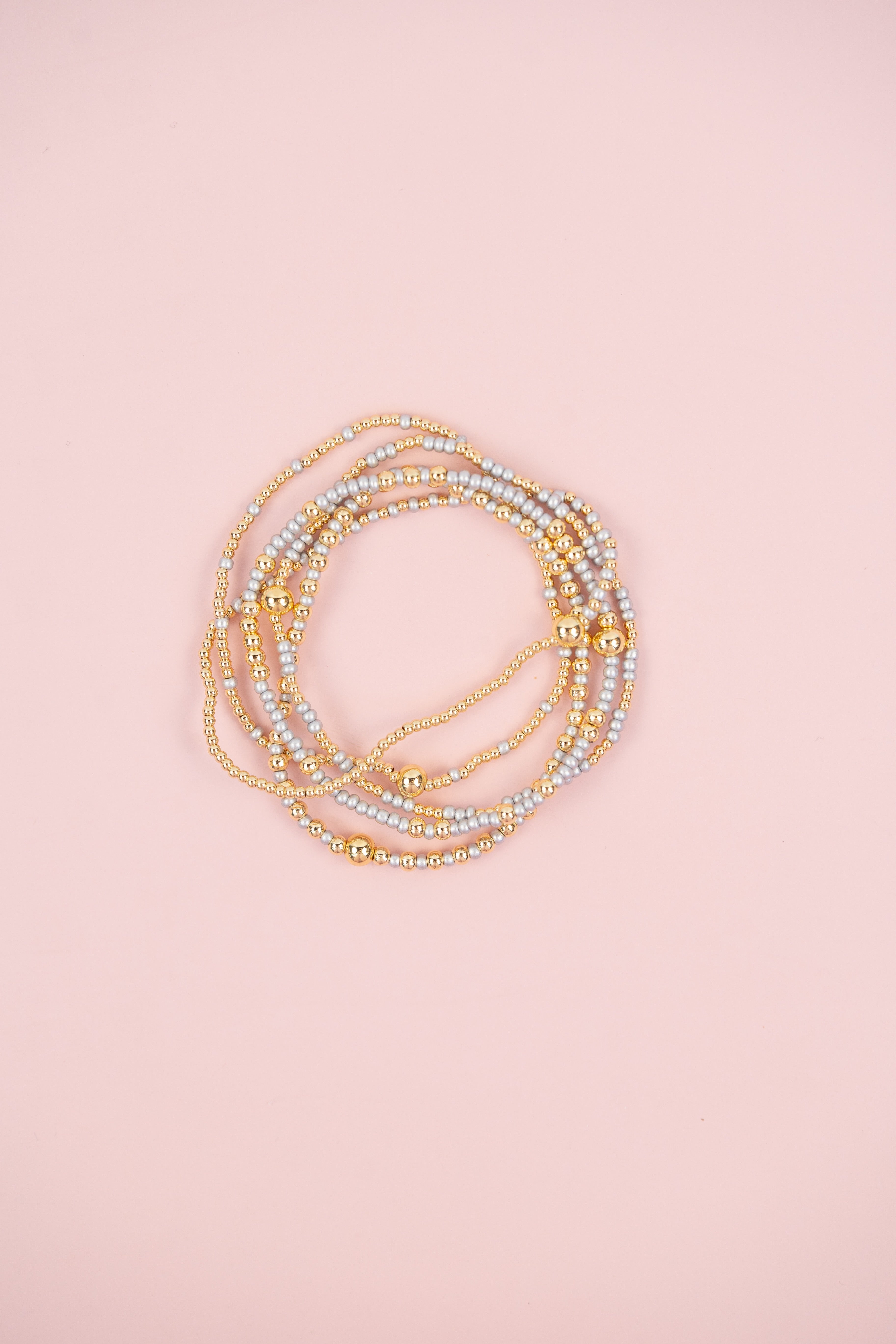 Grey and Gold Beaded Set