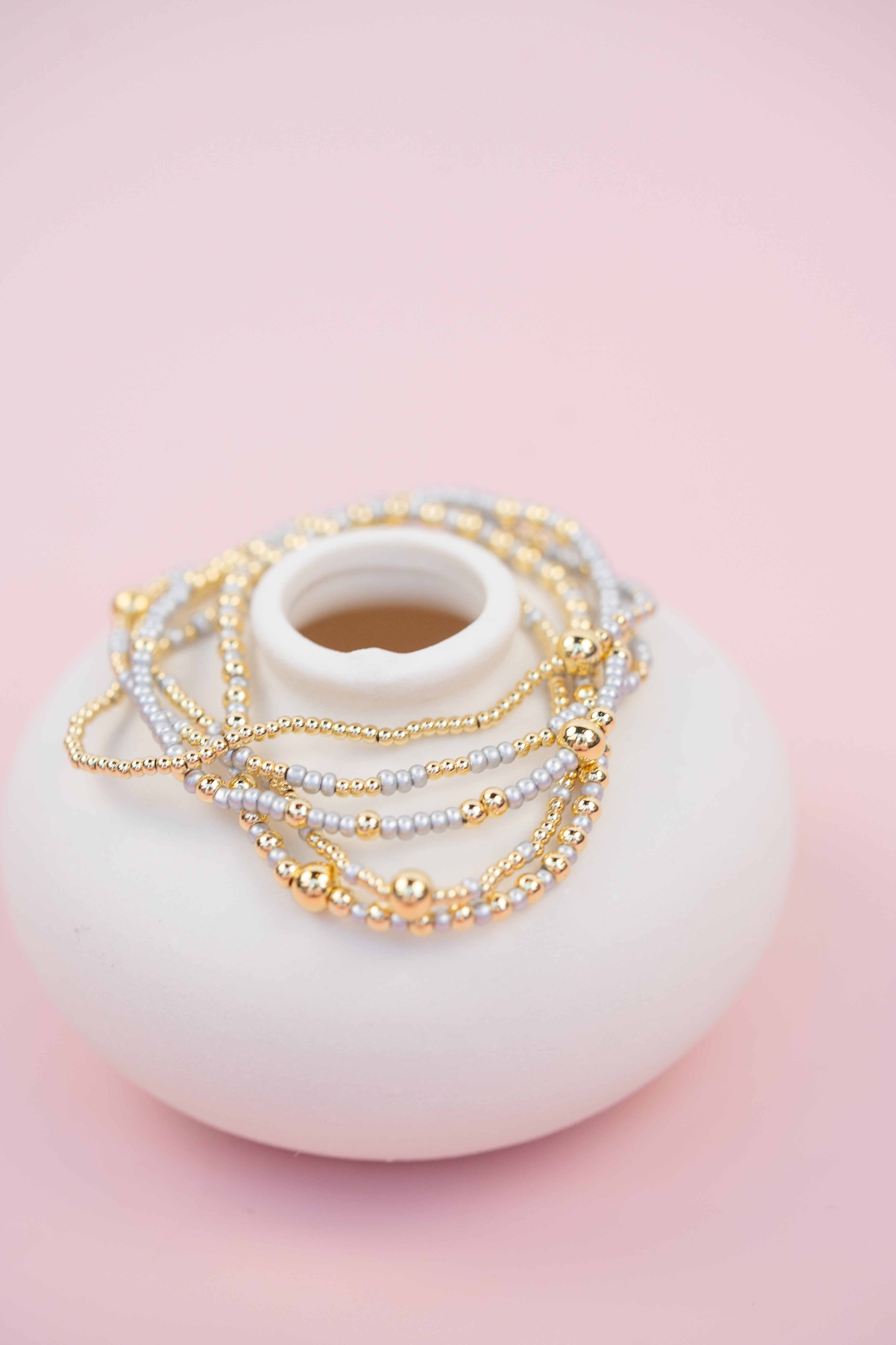 Grey and Gold Beaded Set