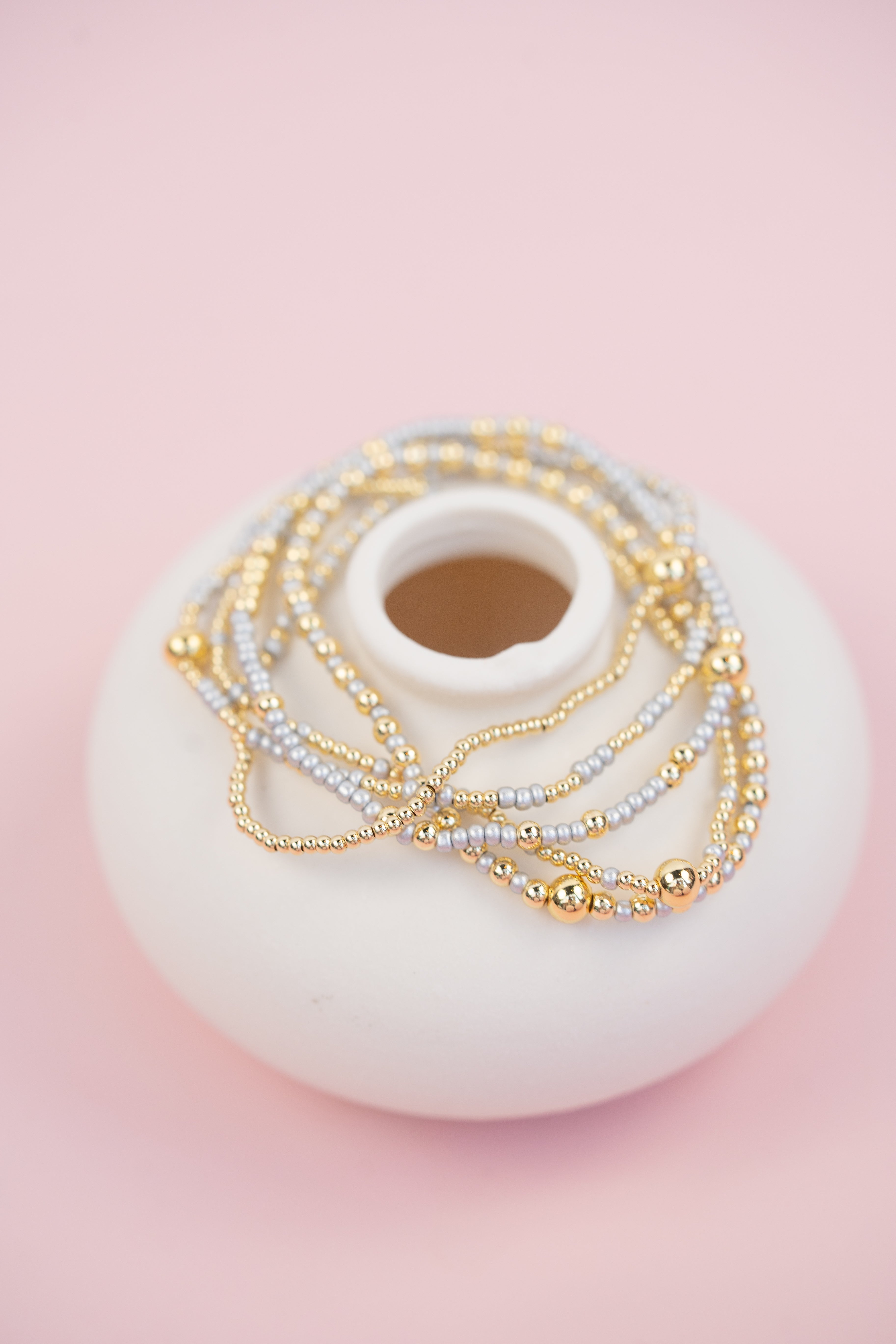 Grey and Gold Beaded Set