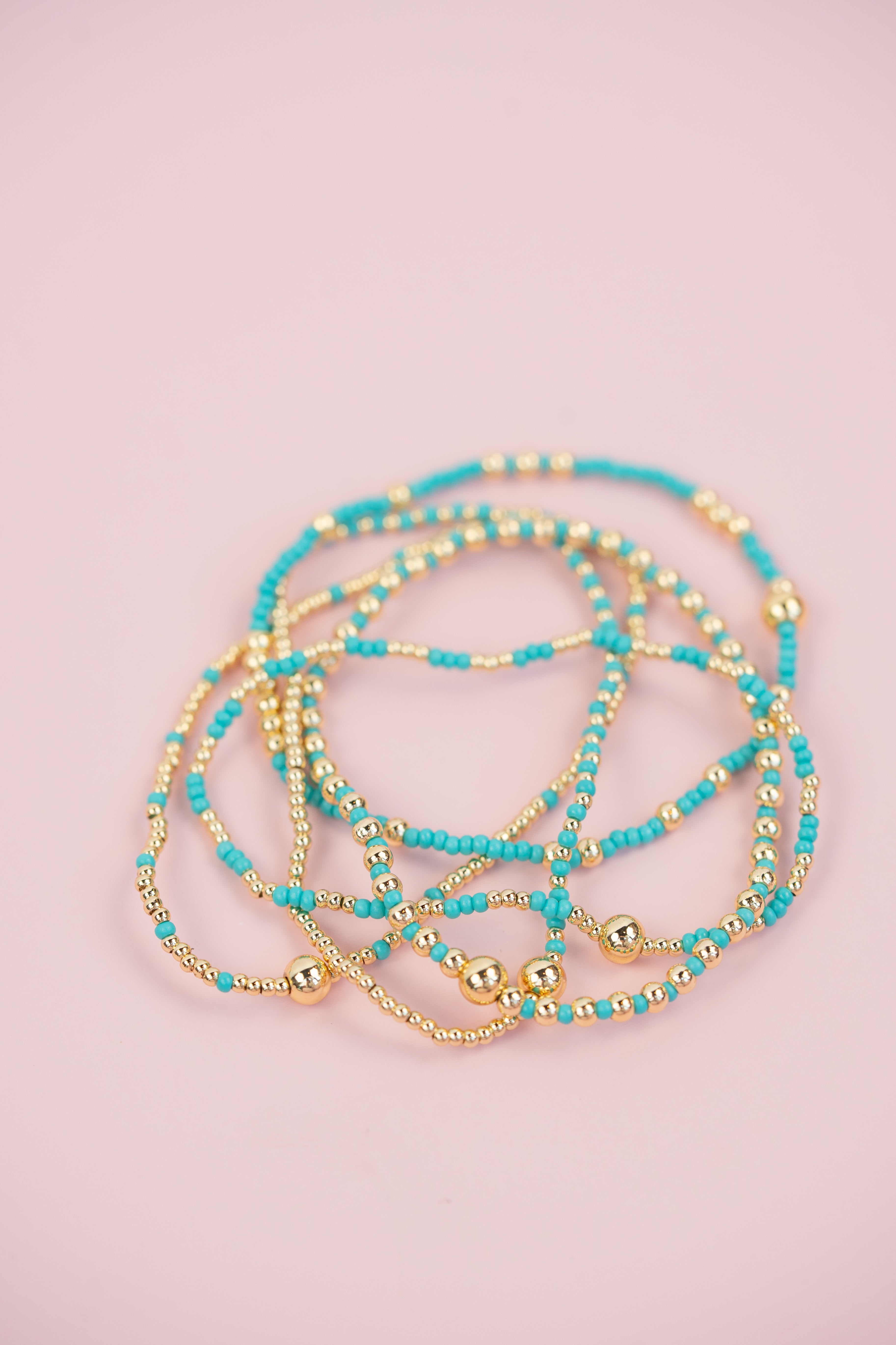 Teal and Gold Beaded Set