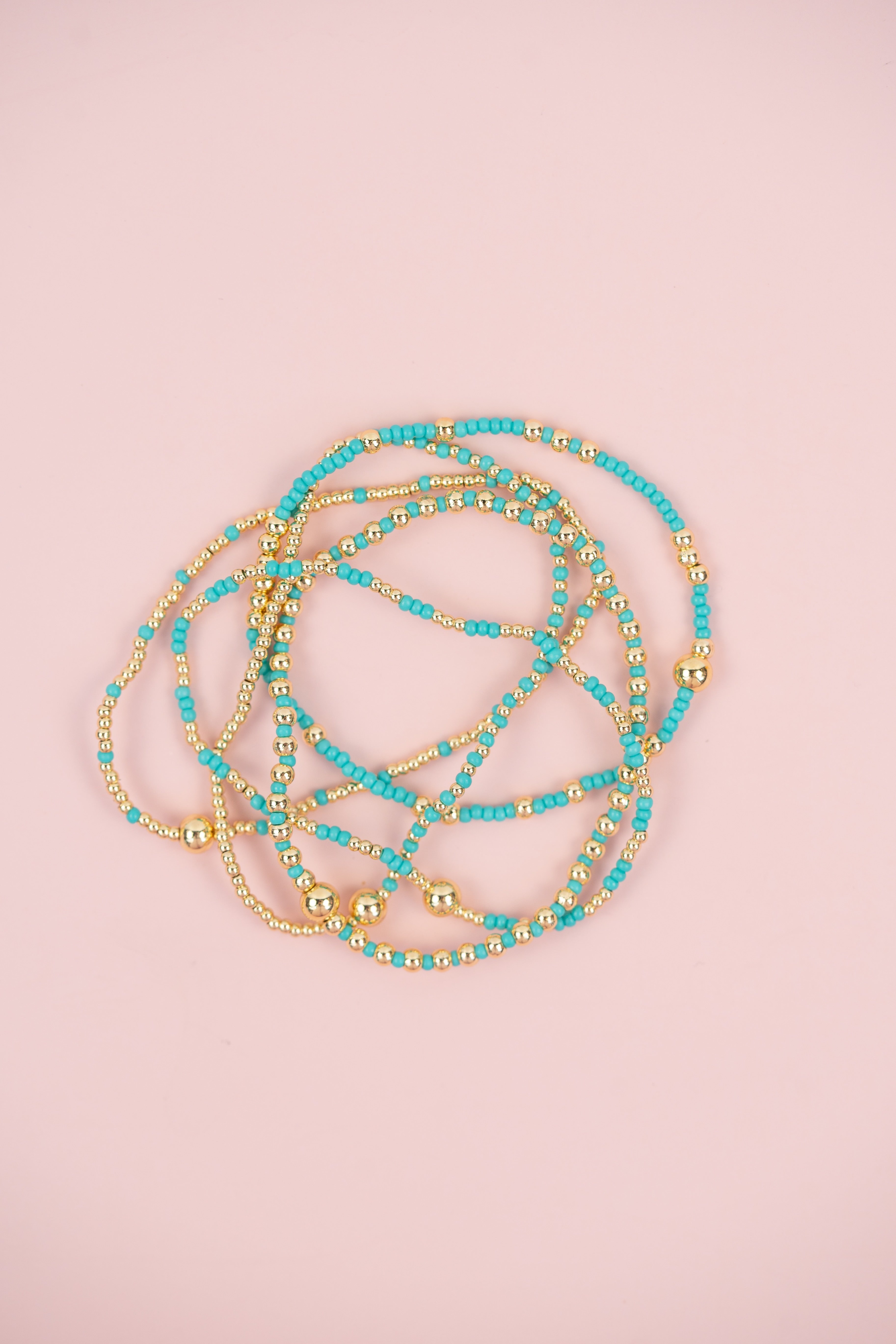 Teal and Gold Beaded Set