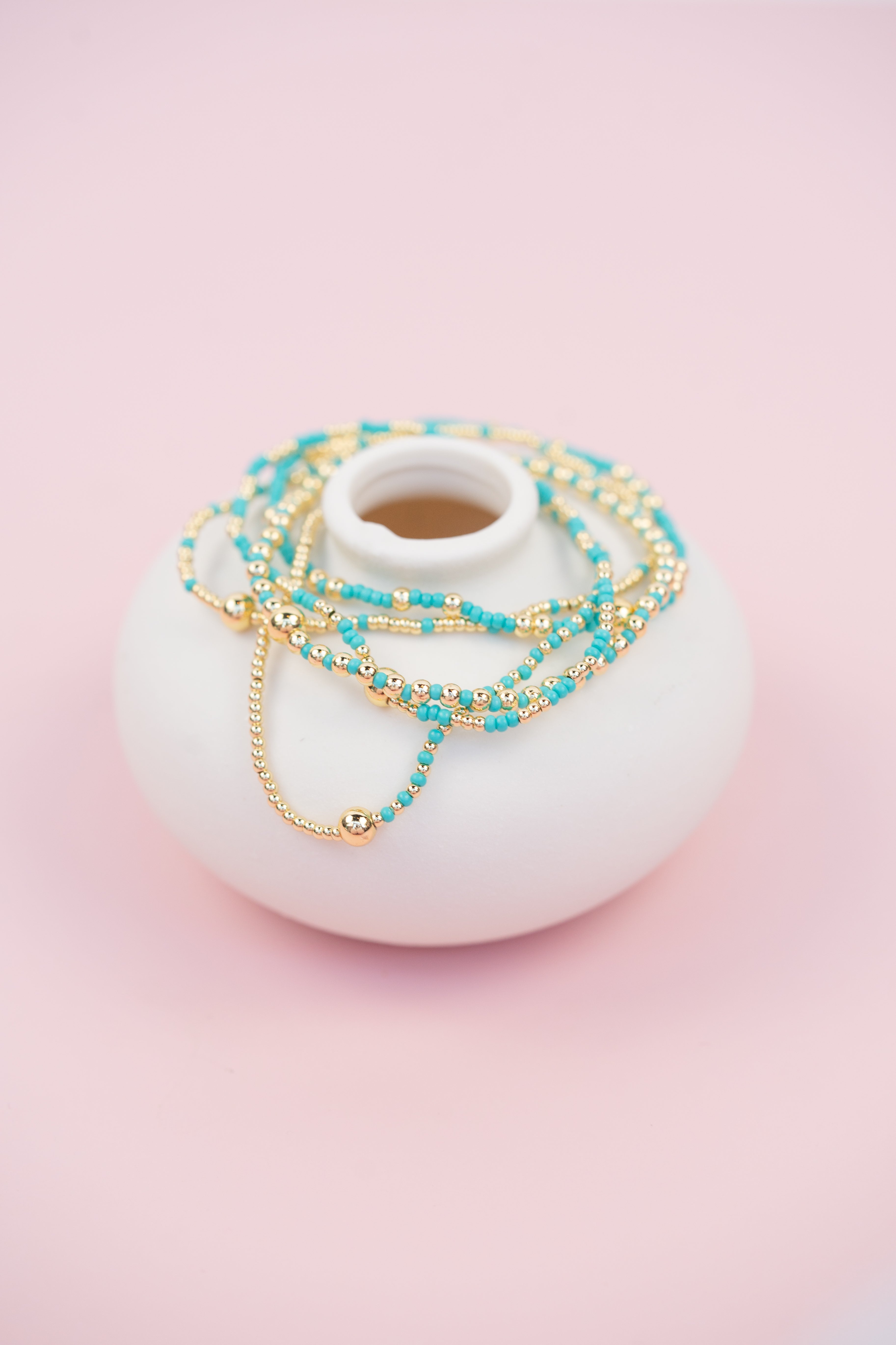 Teal and Gold Beaded Set