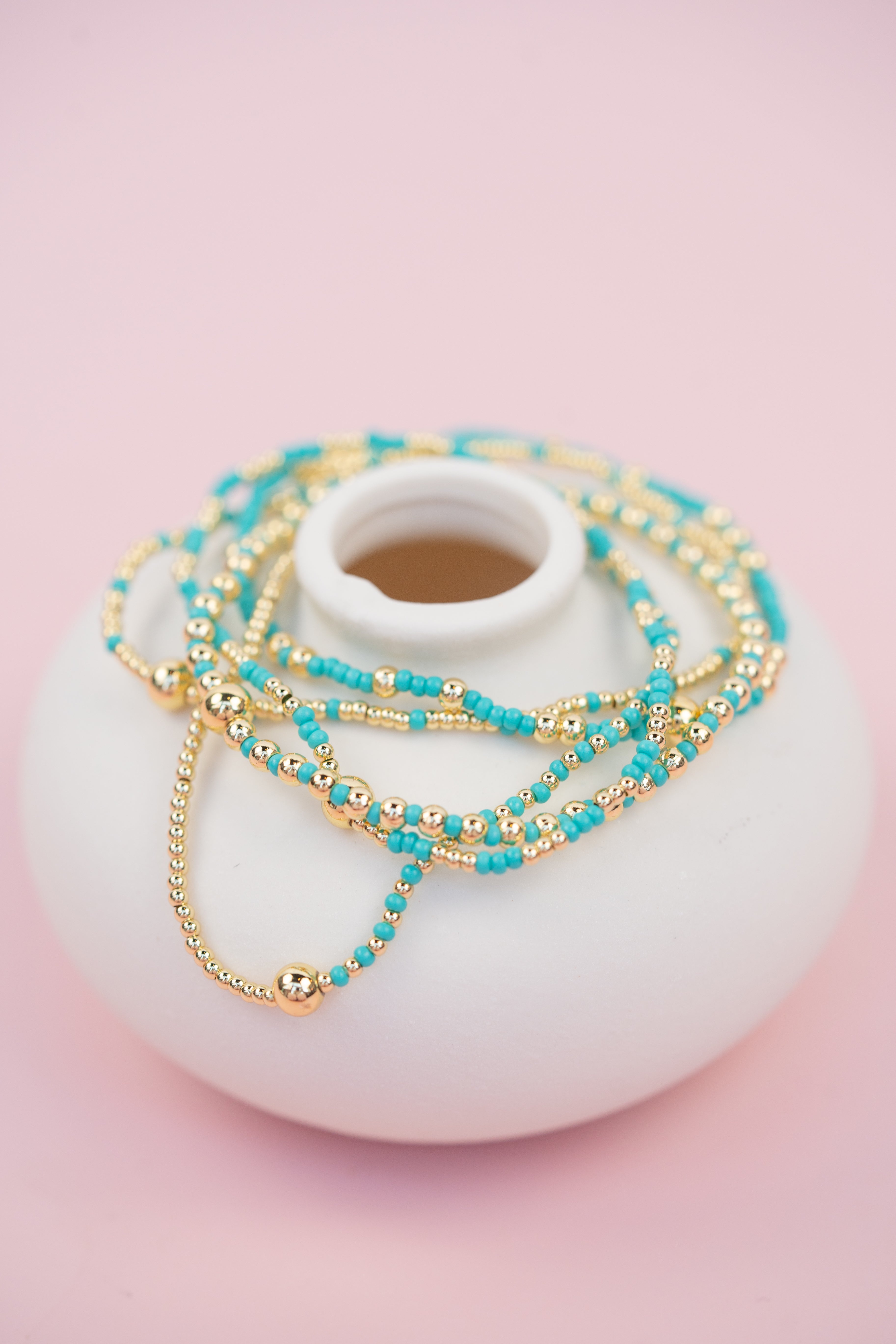 Teal and Gold Beaded Set