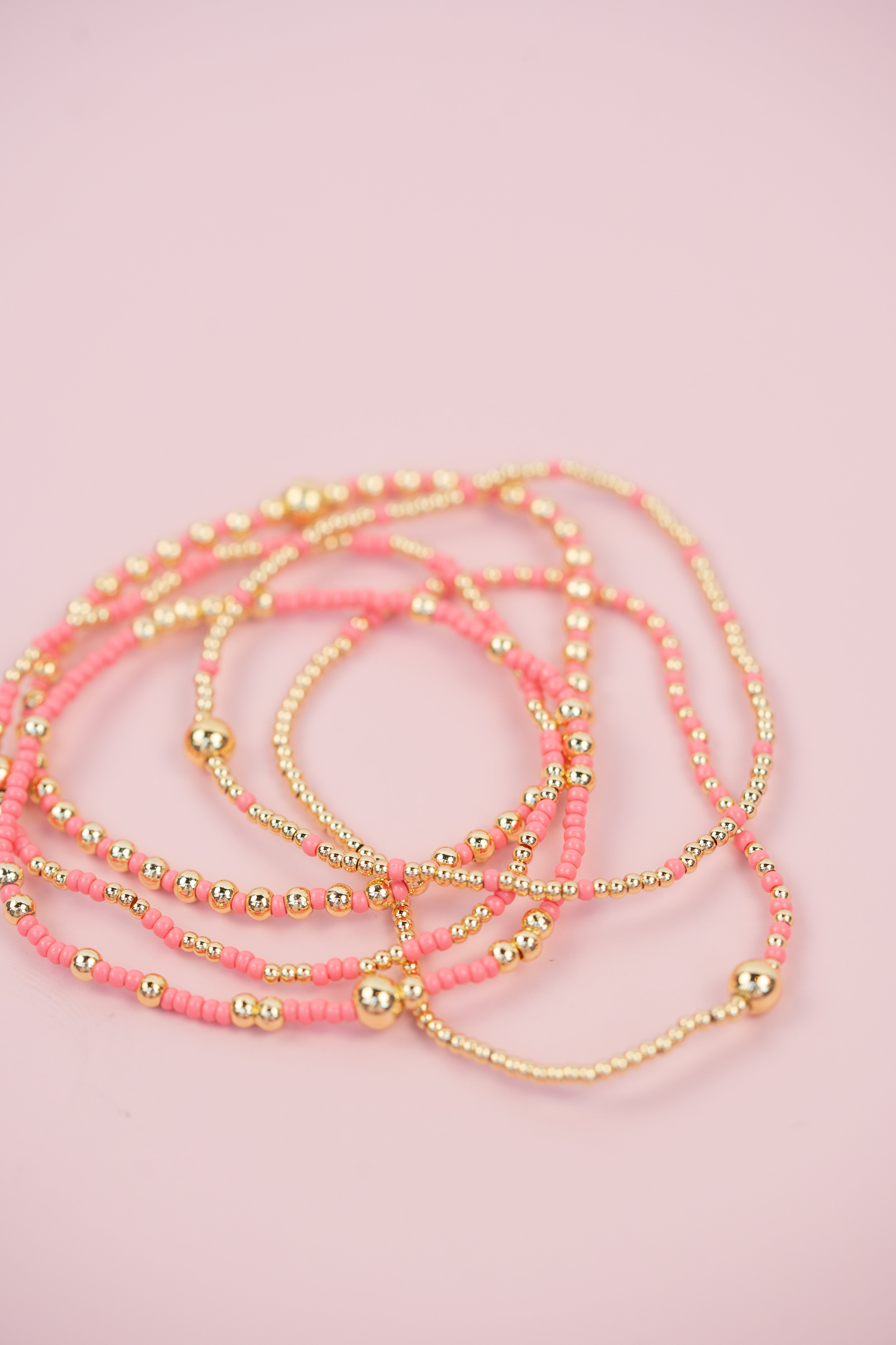 Pink and Gold Beaded Set