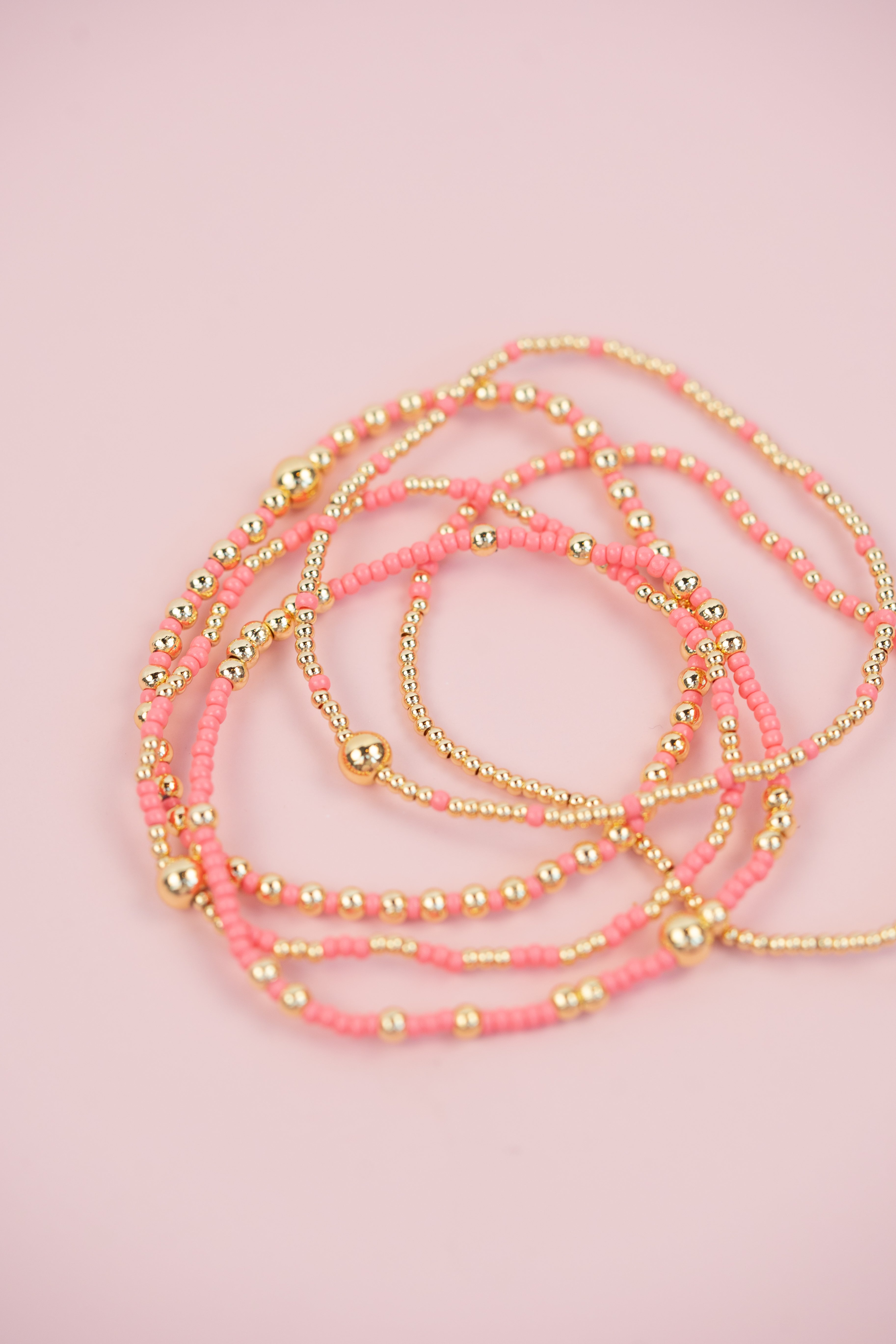 Pink and Gold Beaded Set