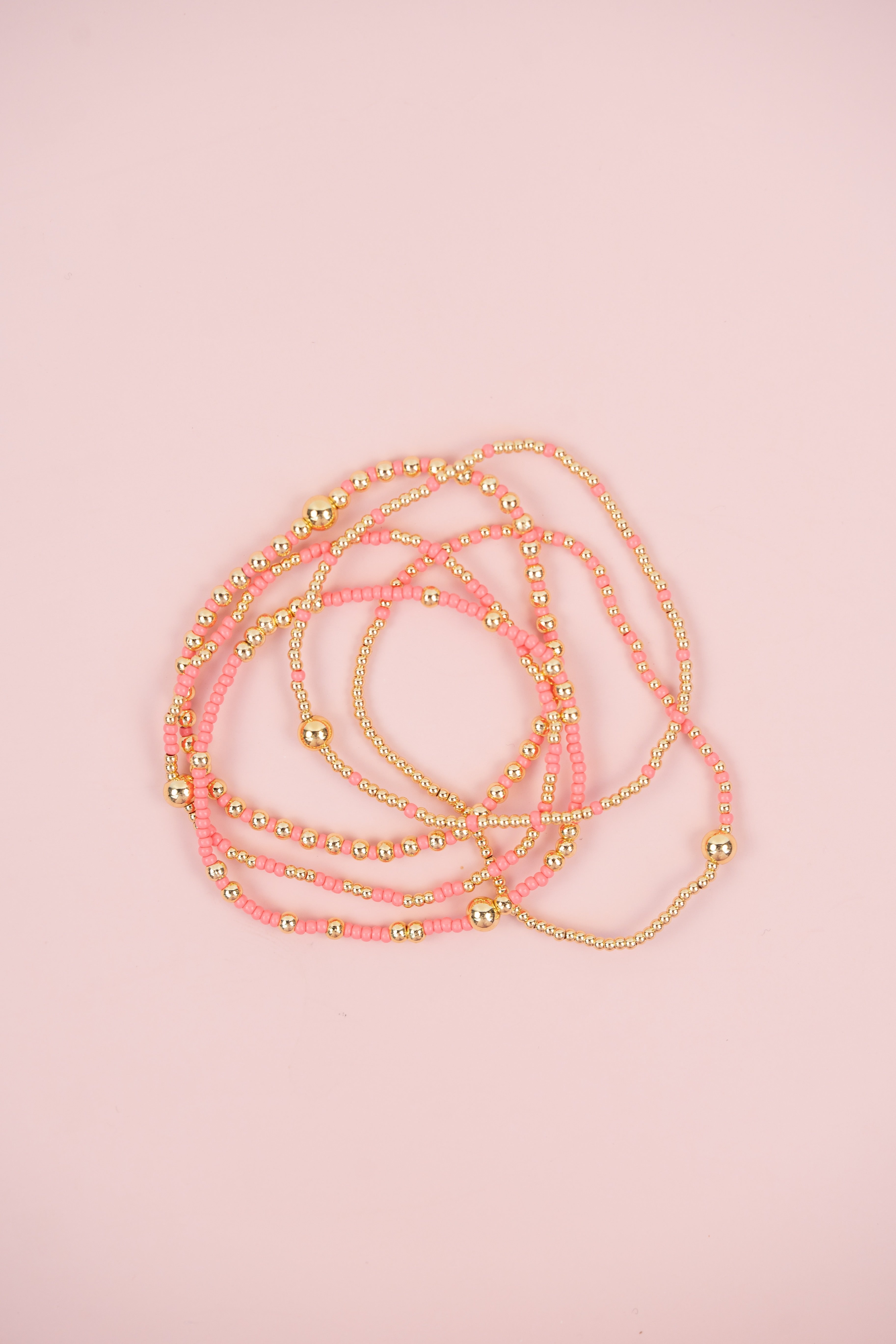 Pink and Gold Beaded Set
