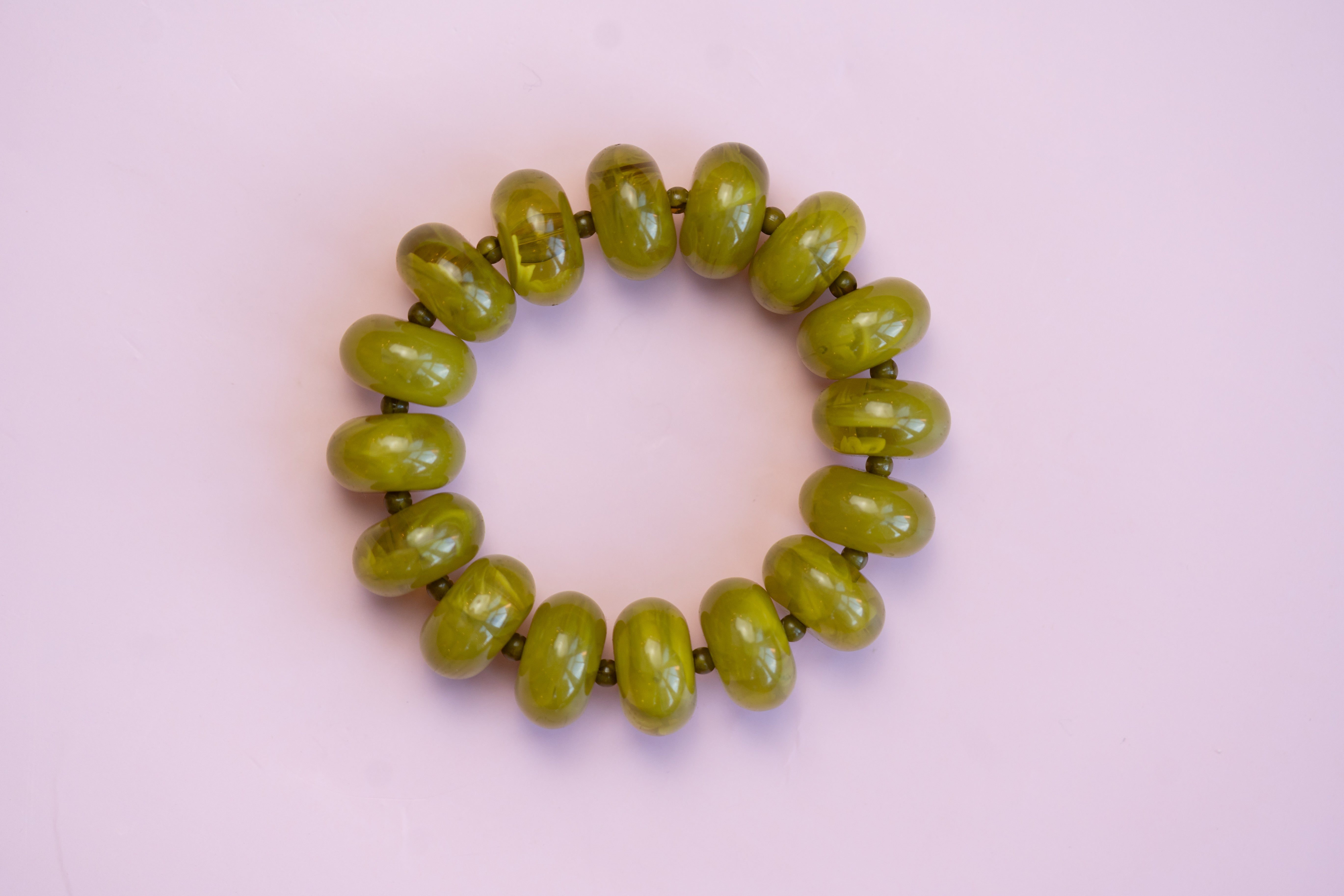 Olive Chunky Acrylic Bead Bracelet