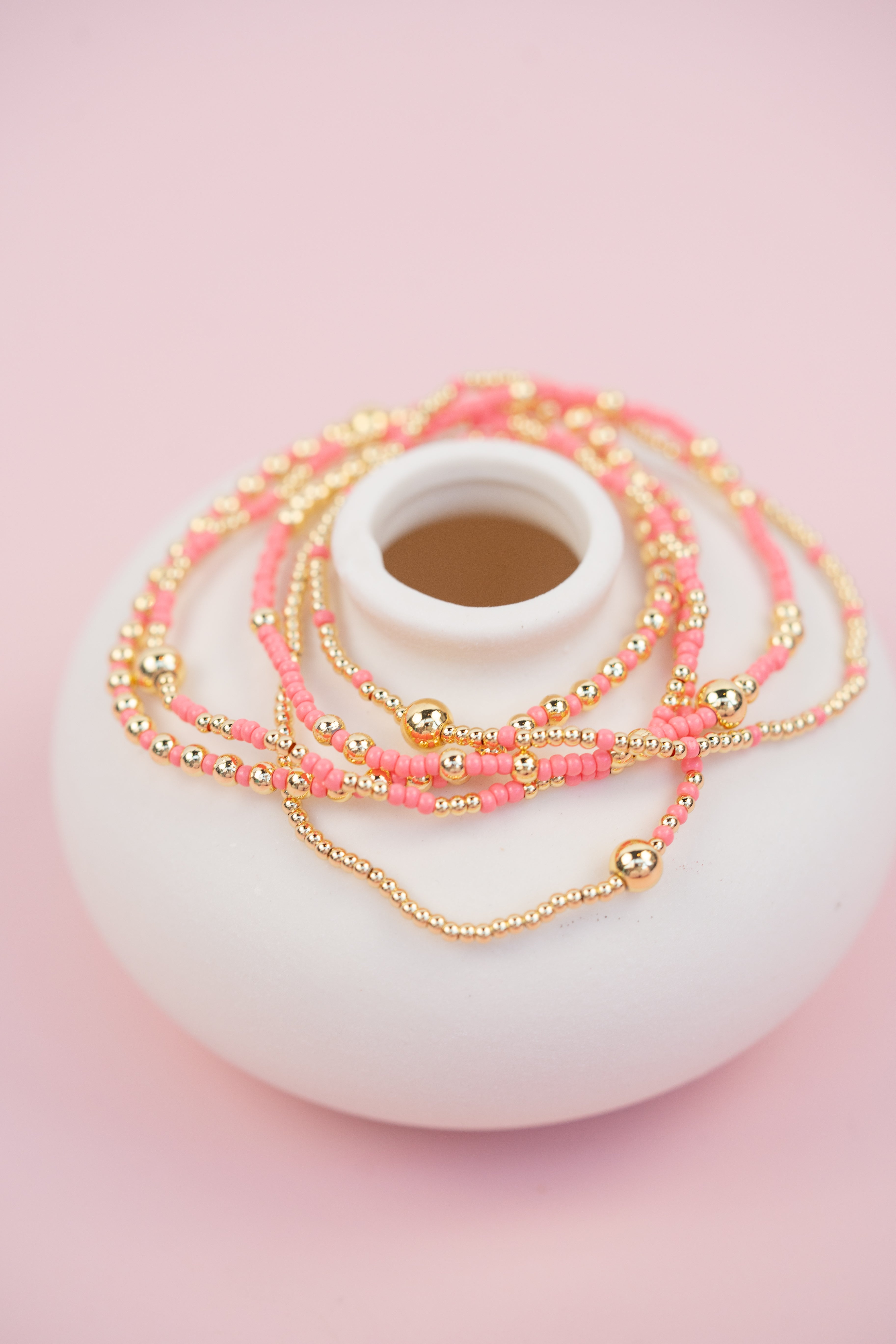 Pink and Gold Beaded Set