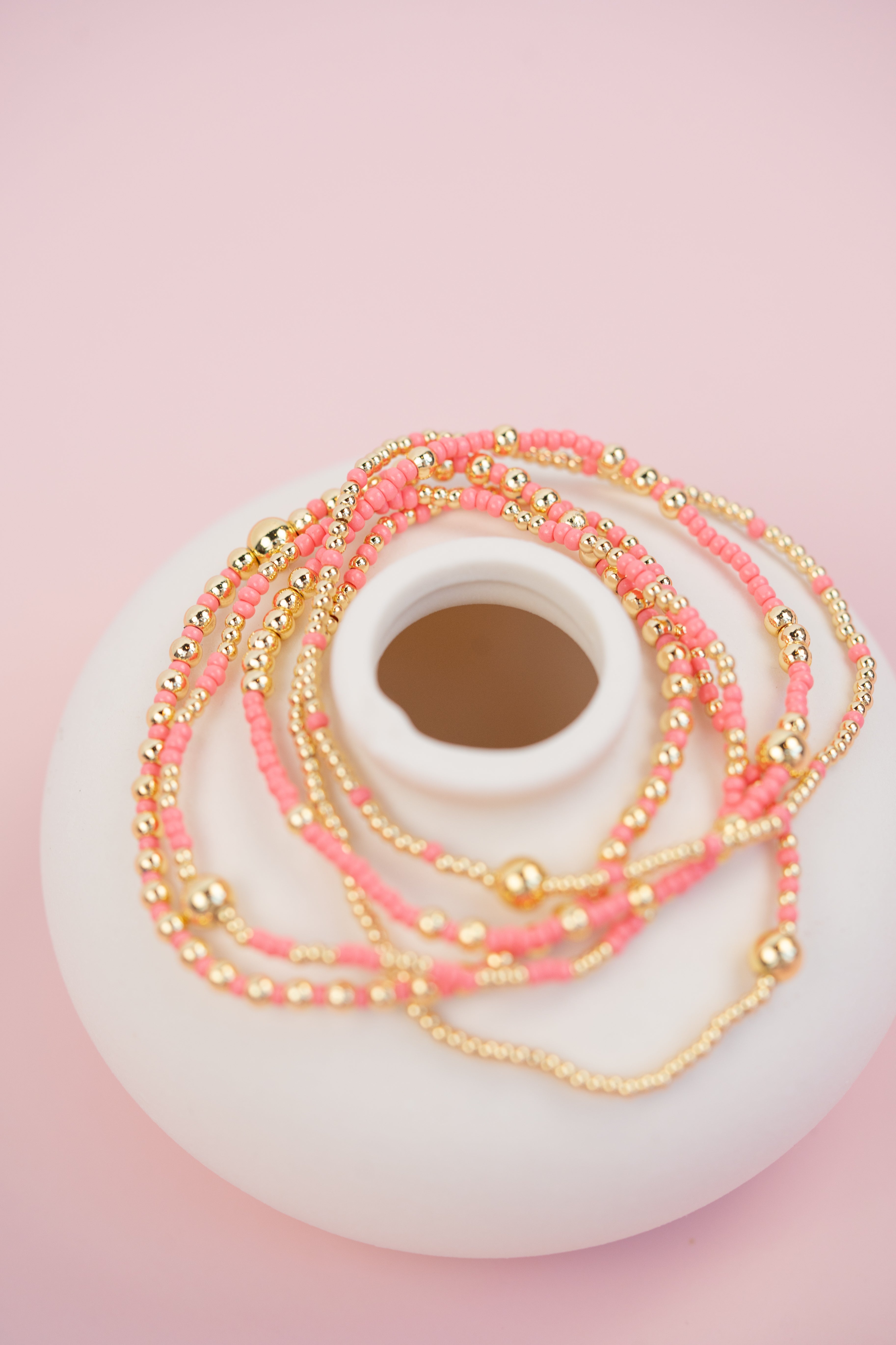Pink and Gold Beaded Set