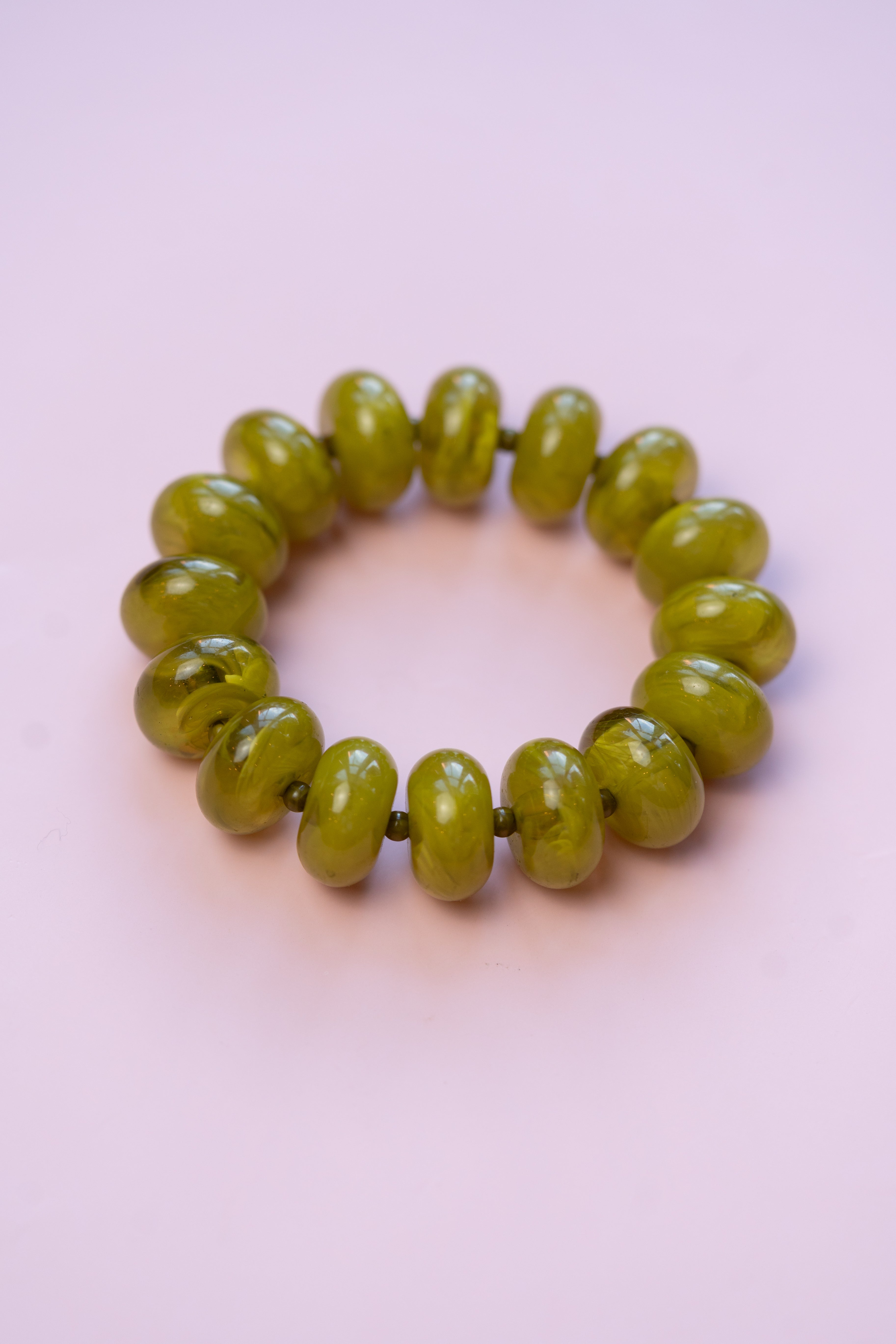 Olive Chunky Acrylic Bead Bracelet