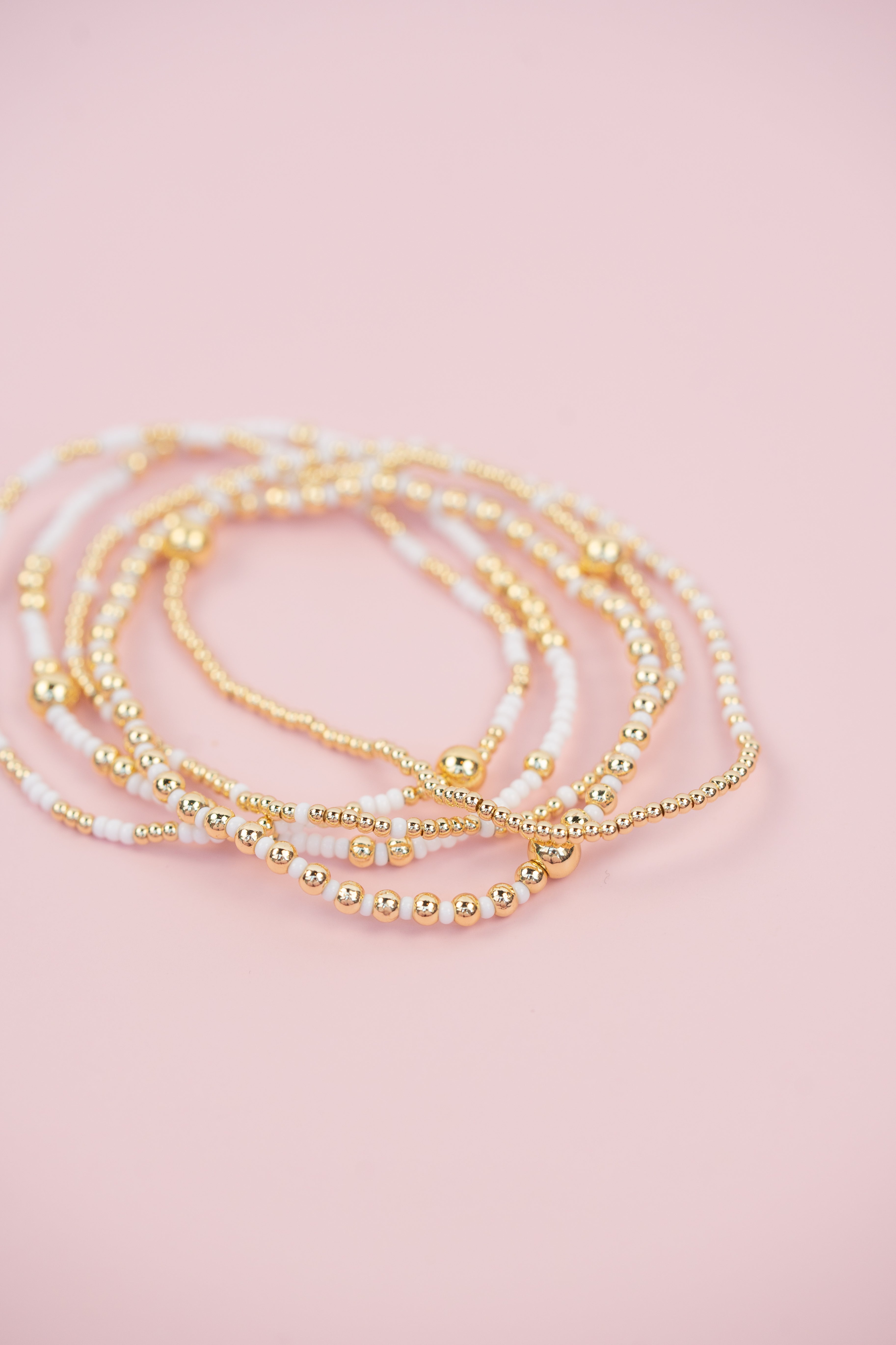 White and Gold Beaded Set