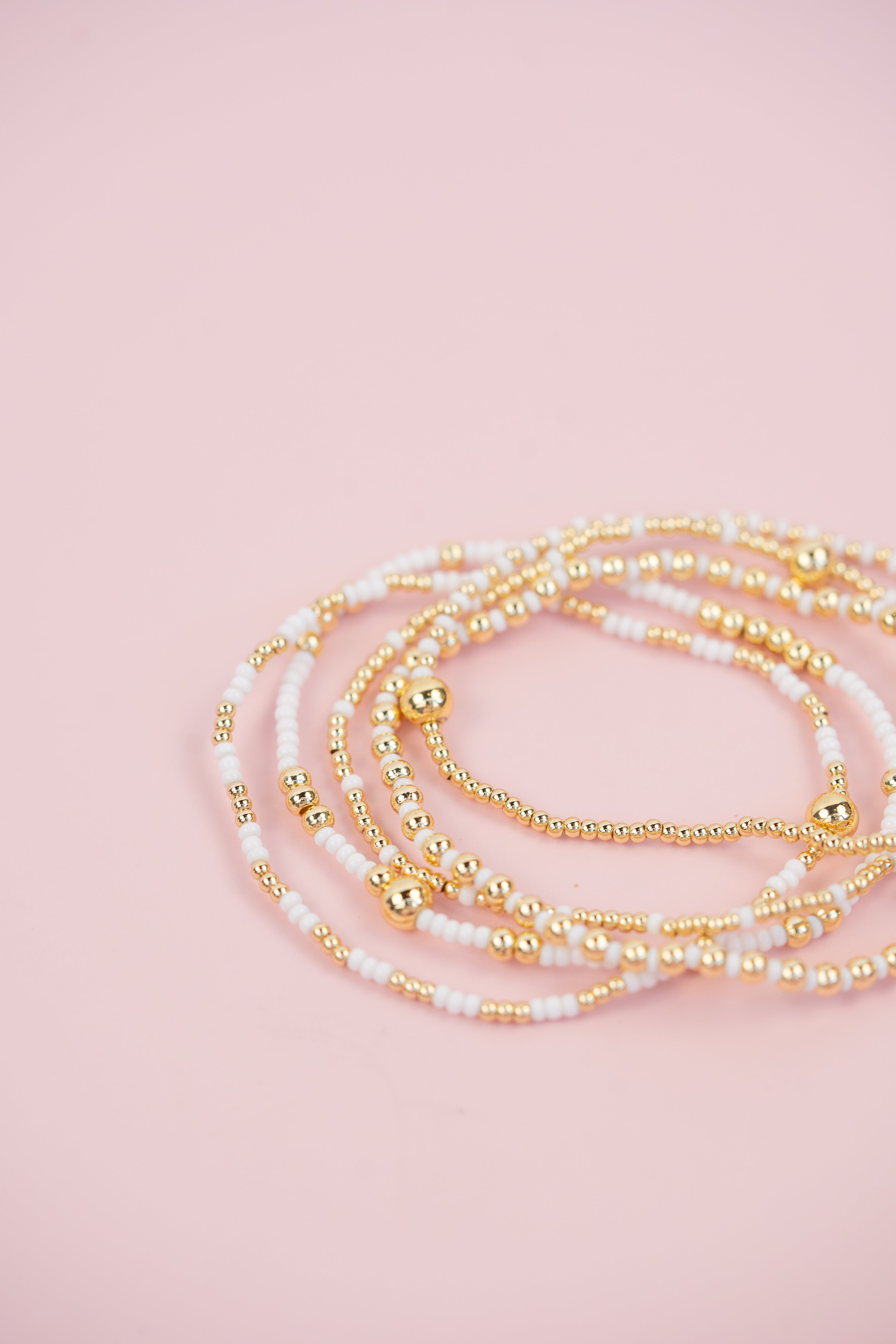 White and Gold Beaded Set