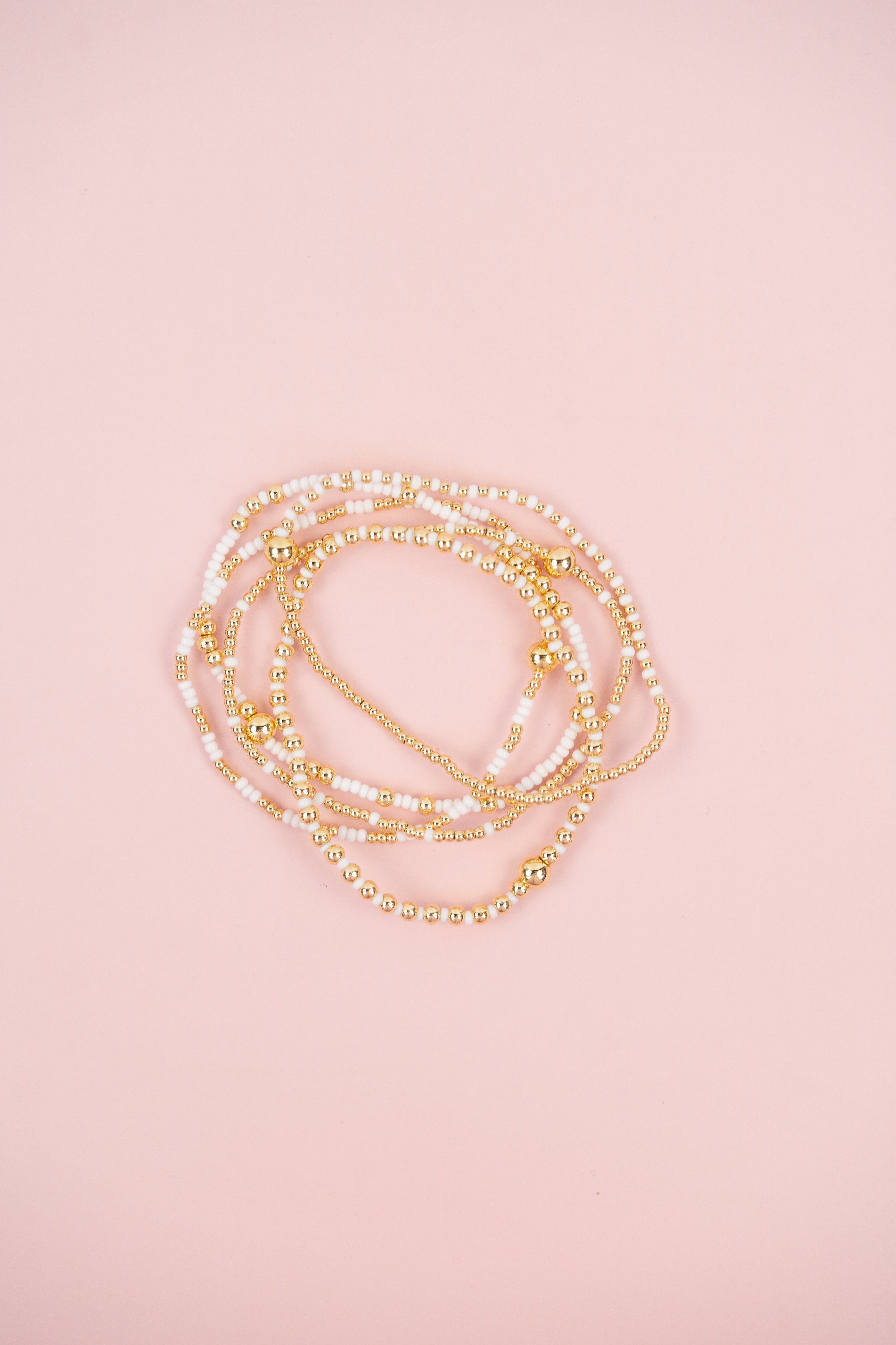 White and Gold Beaded Set