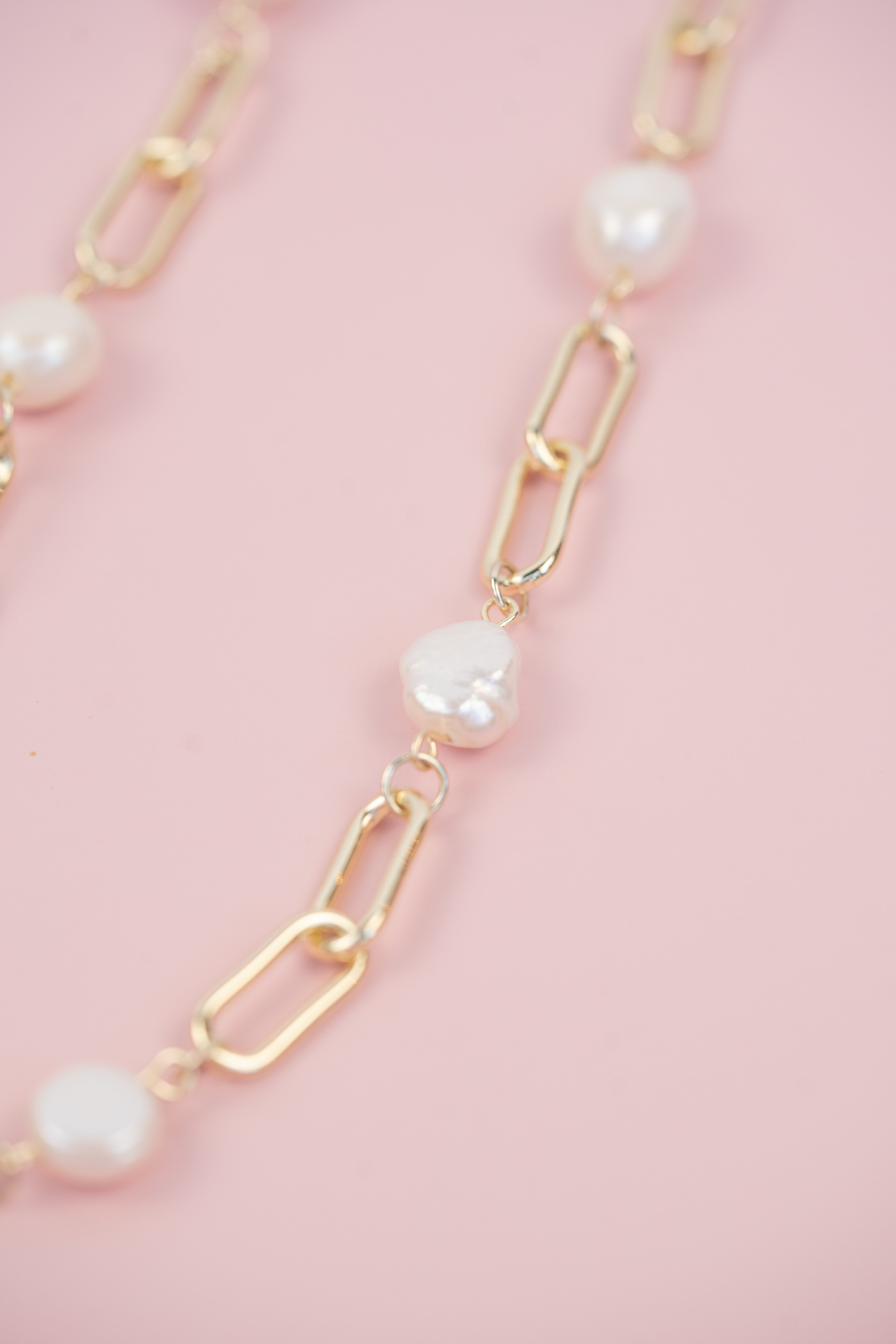 Large Paper Clip Pearl Necklace