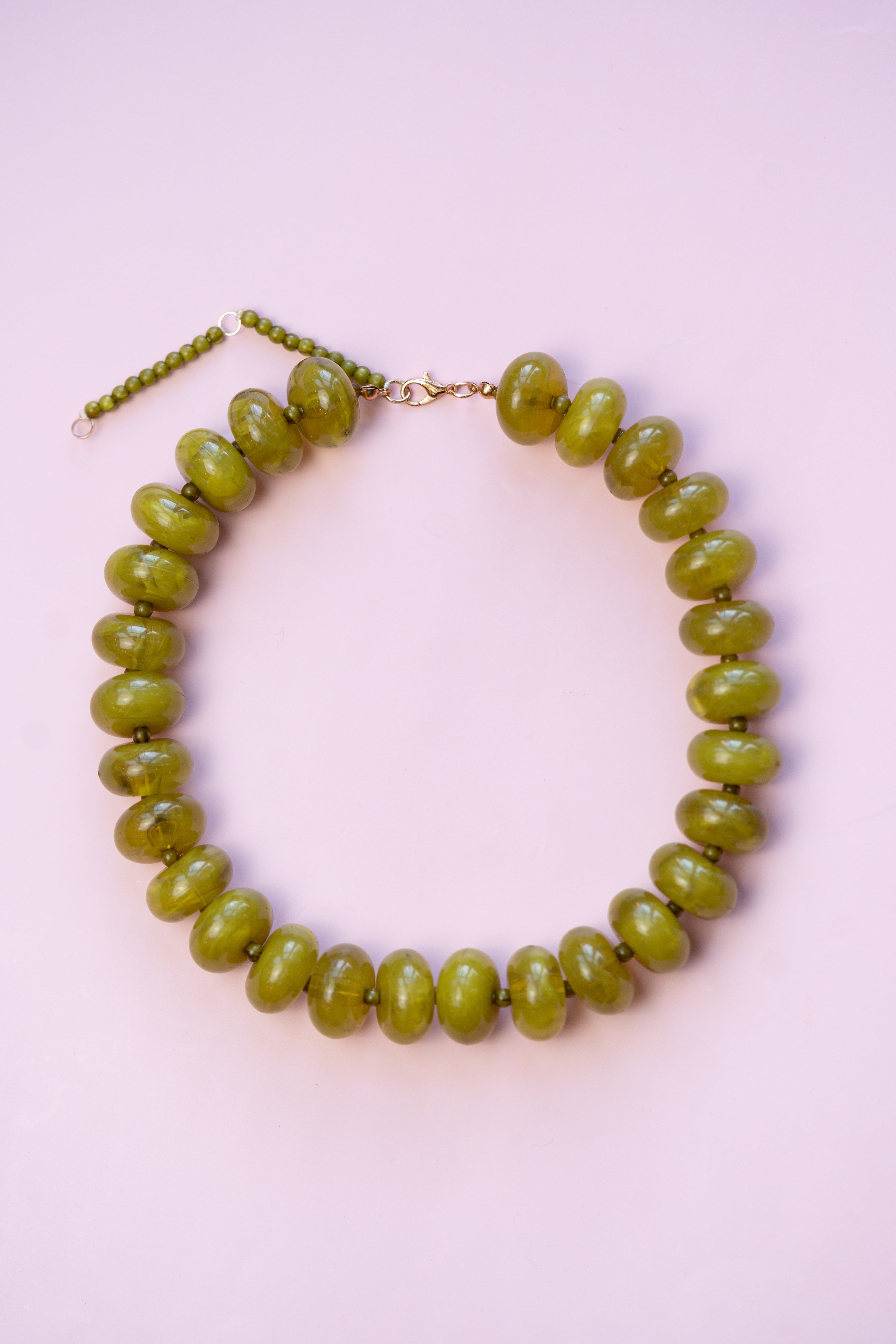 Olive Chunky Acrylic Bead Necklace