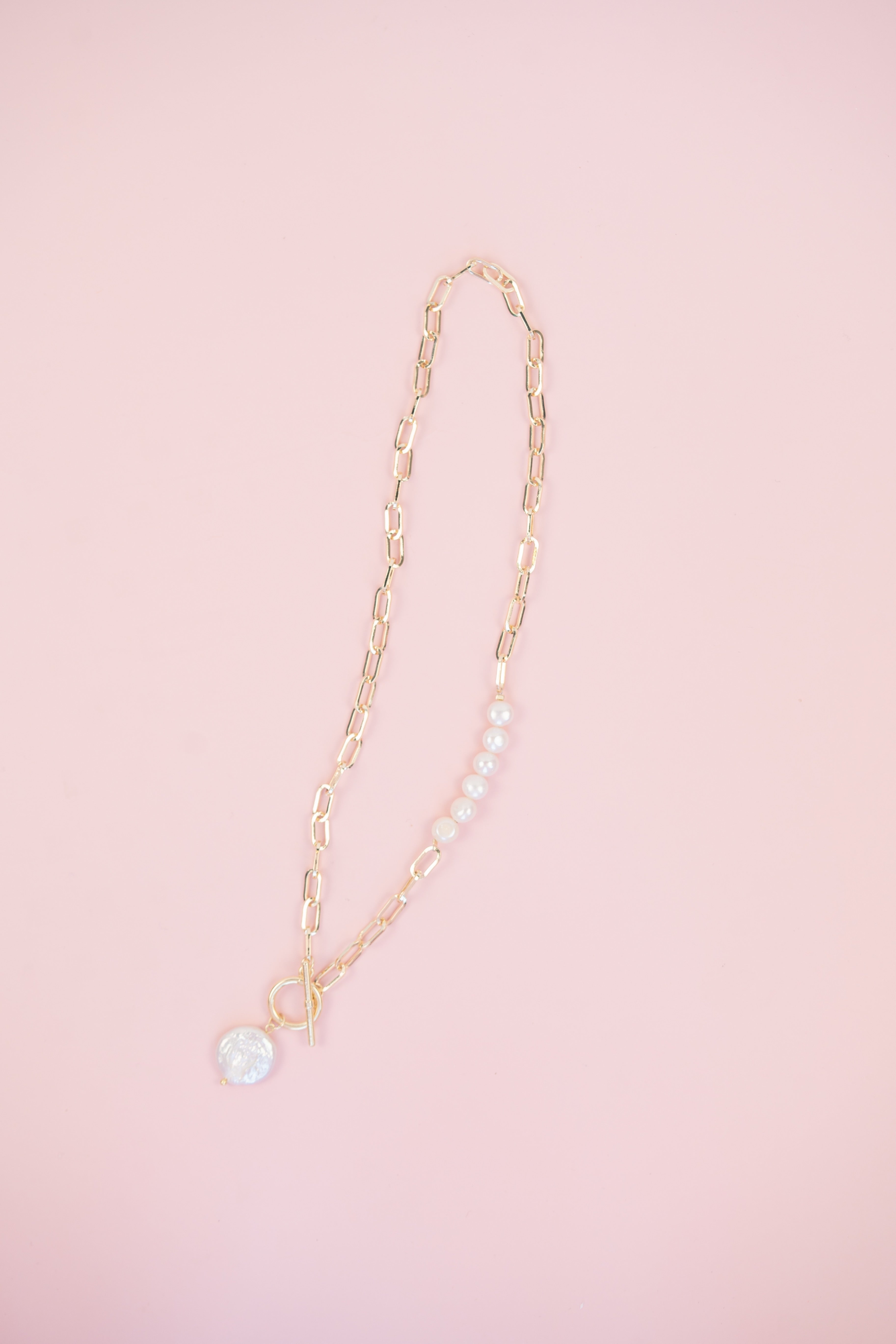 Paper Clip Pearl Necklace