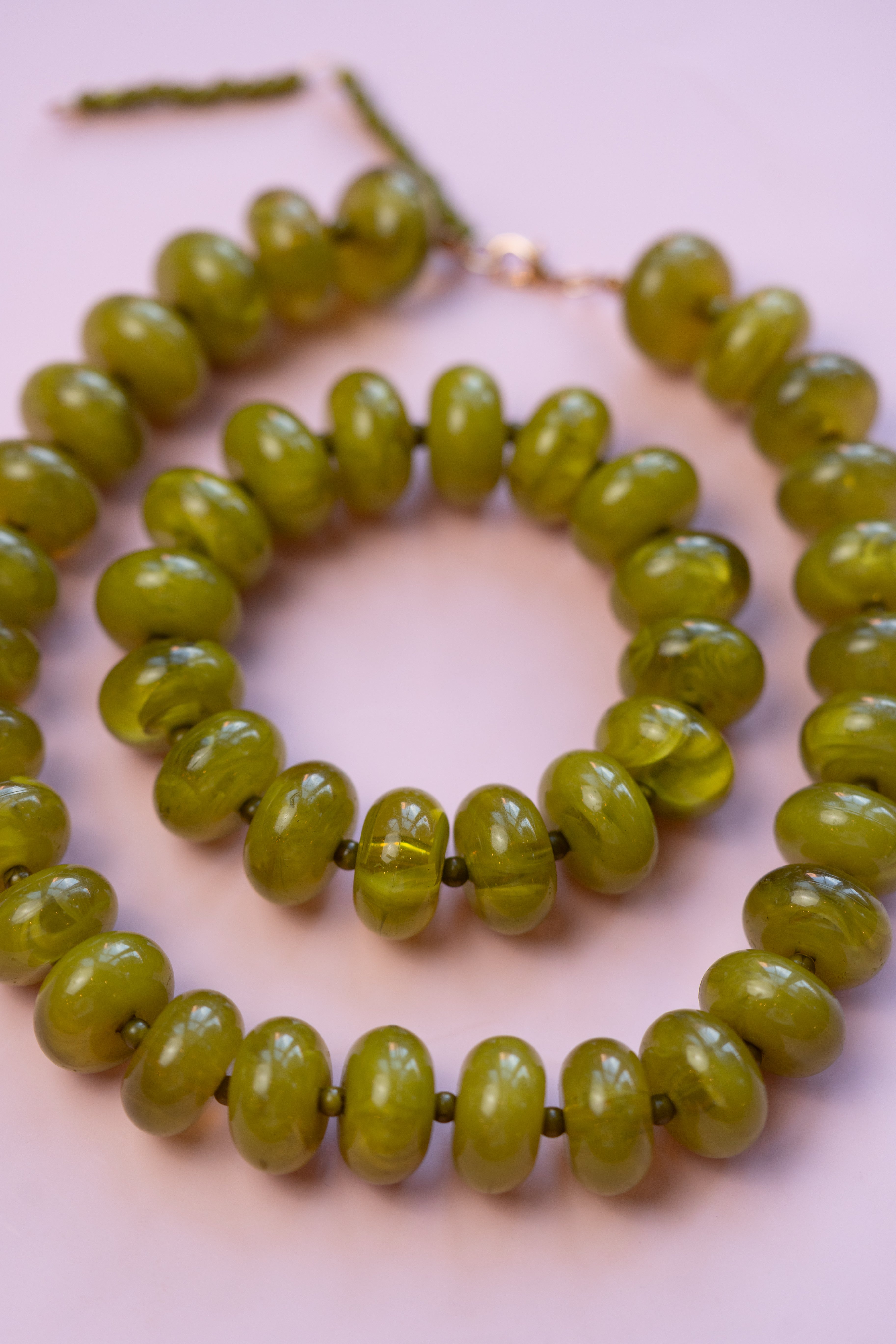 Olive Chunky Acrylic Bead Bracelet