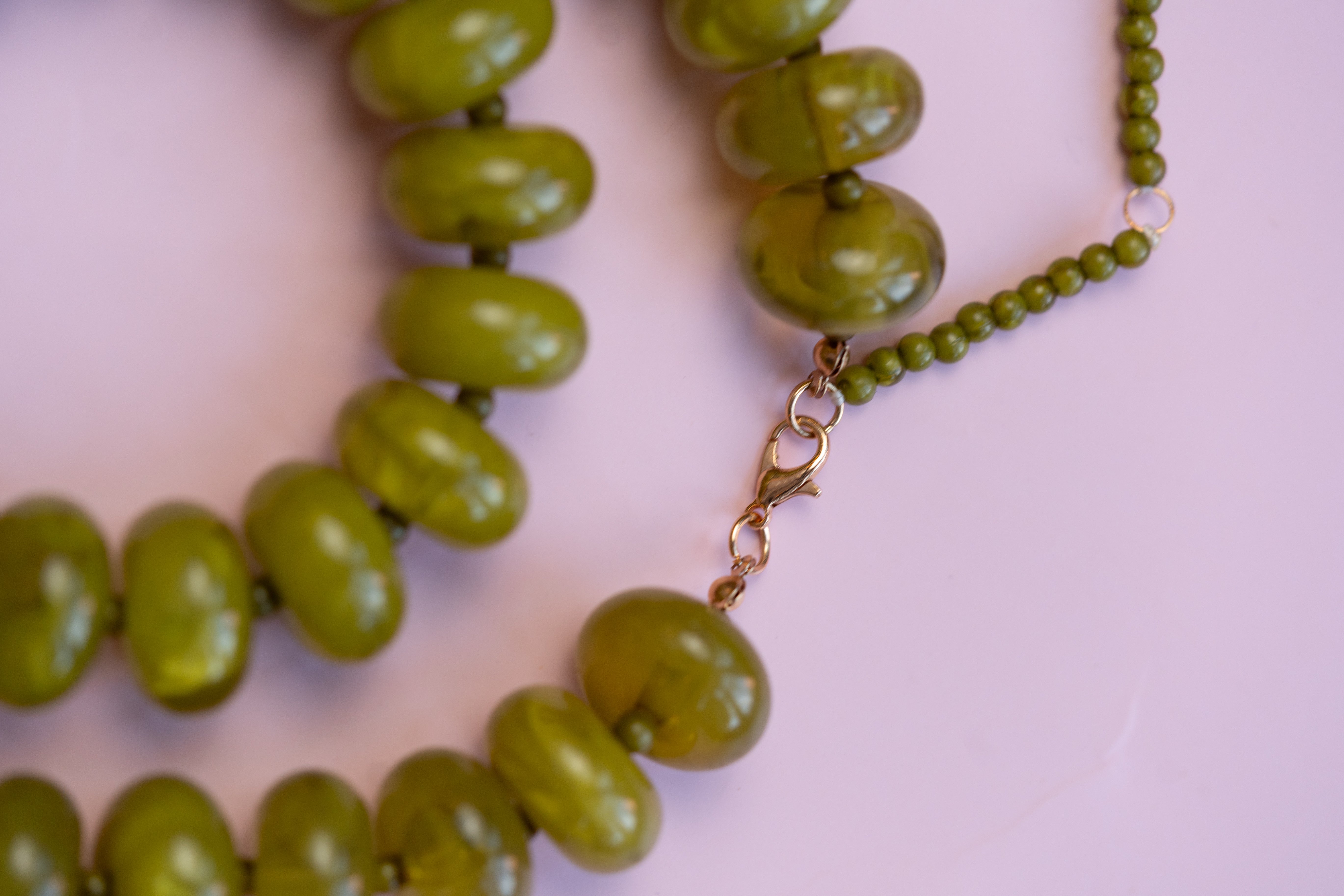 Olive Chunky Acrylic Bead Necklace