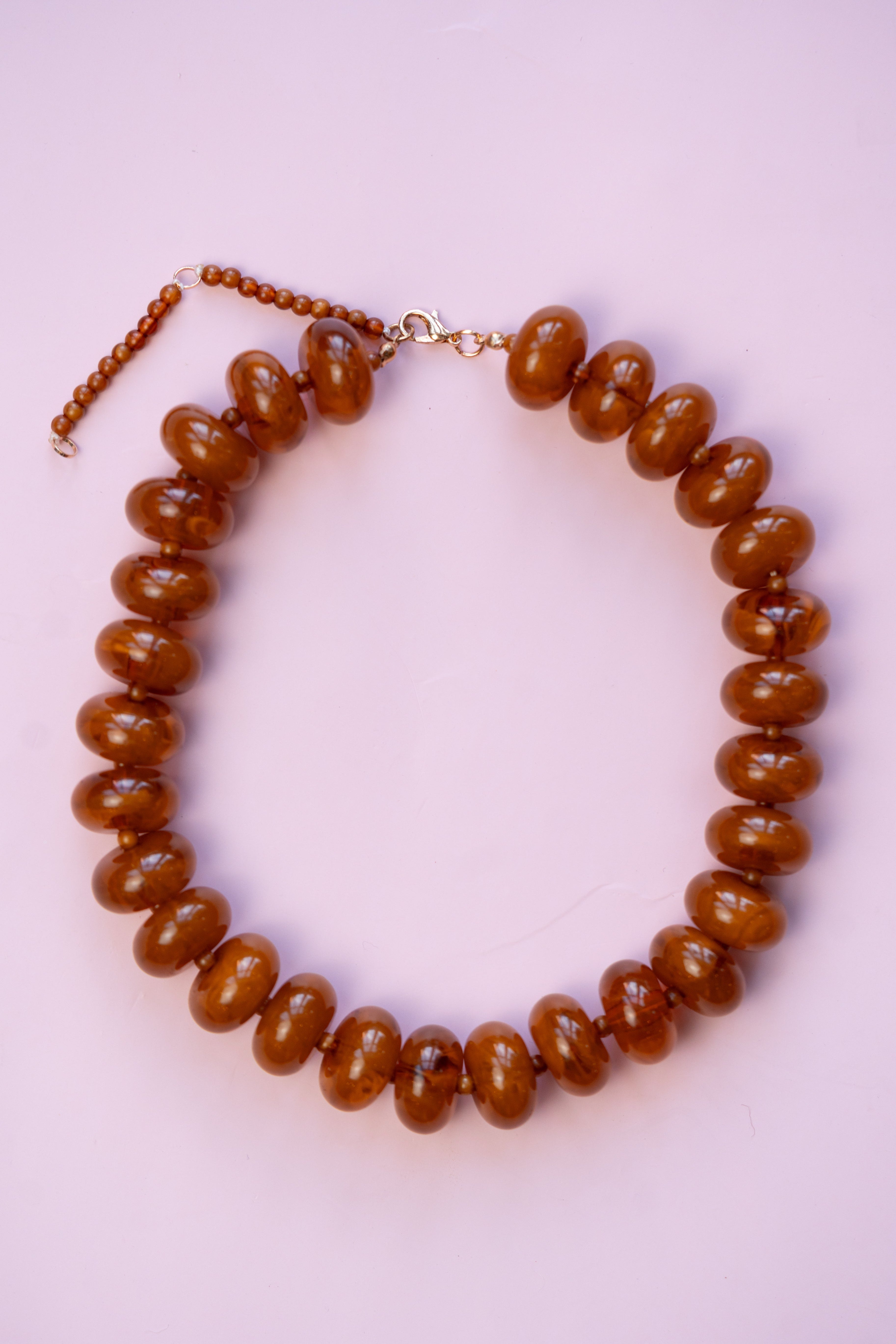 Light Brown Chunky Acrylic Bead Necklace