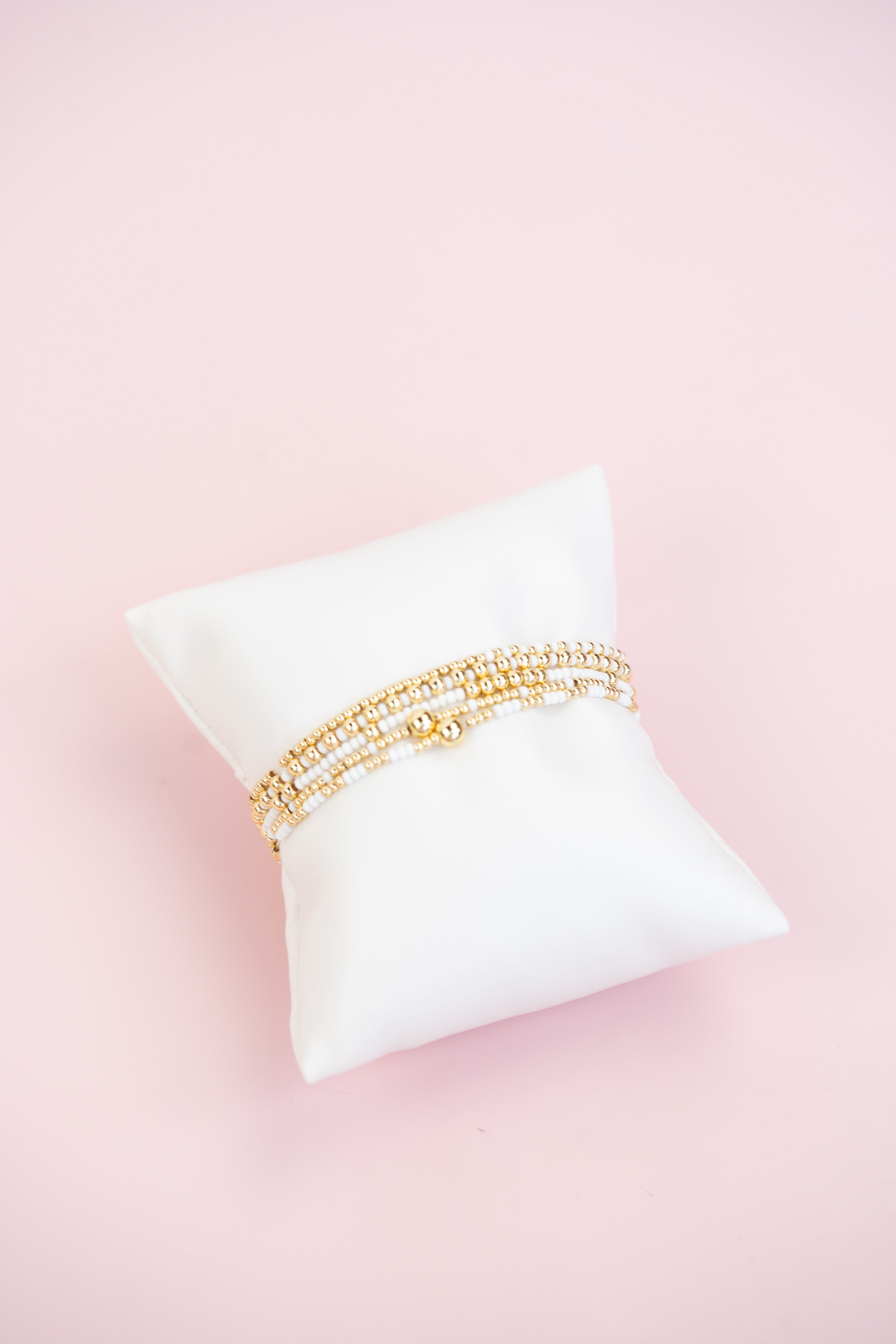 White and Gold Beaded Set