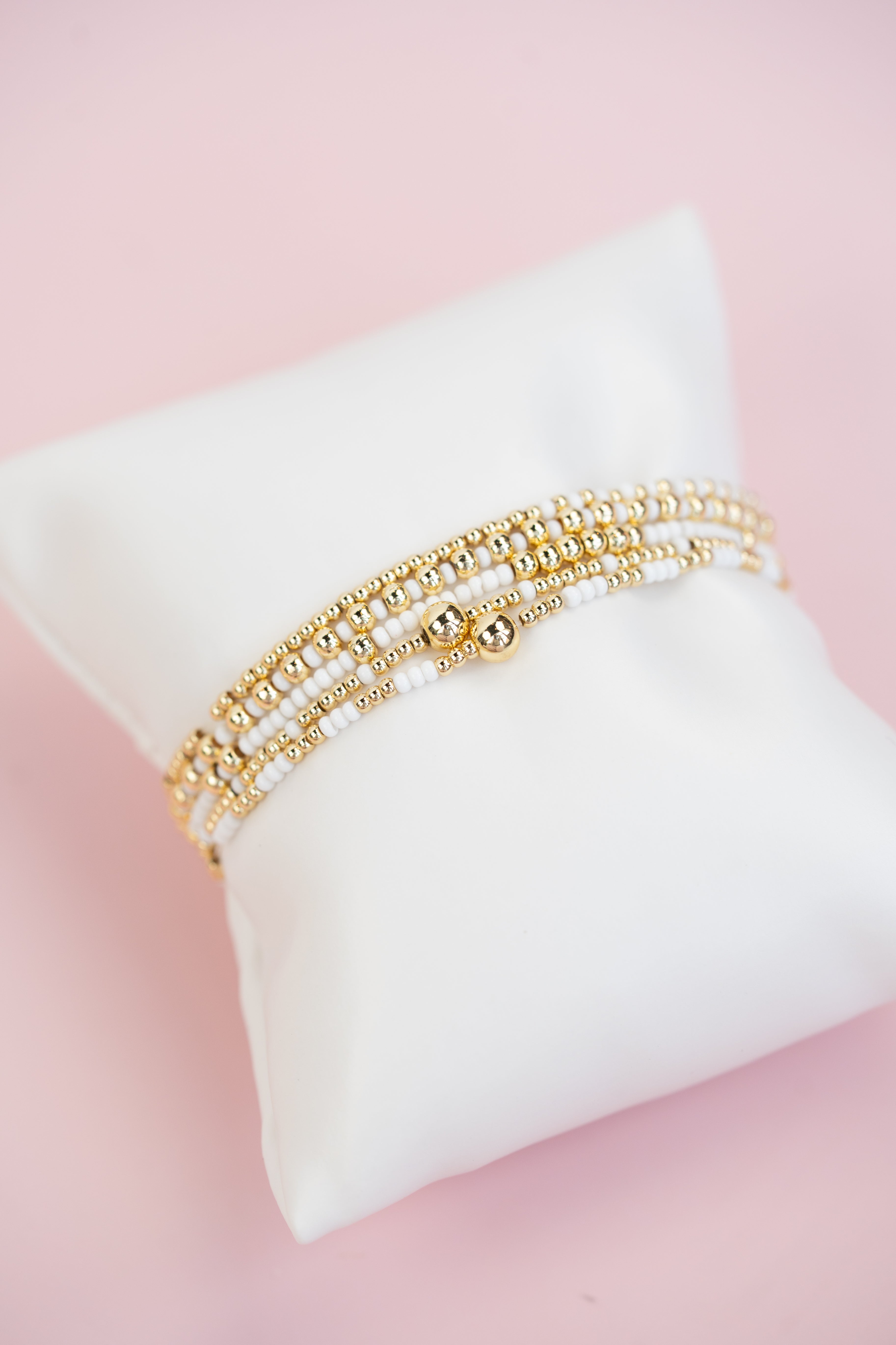 White and Gold Beaded Set