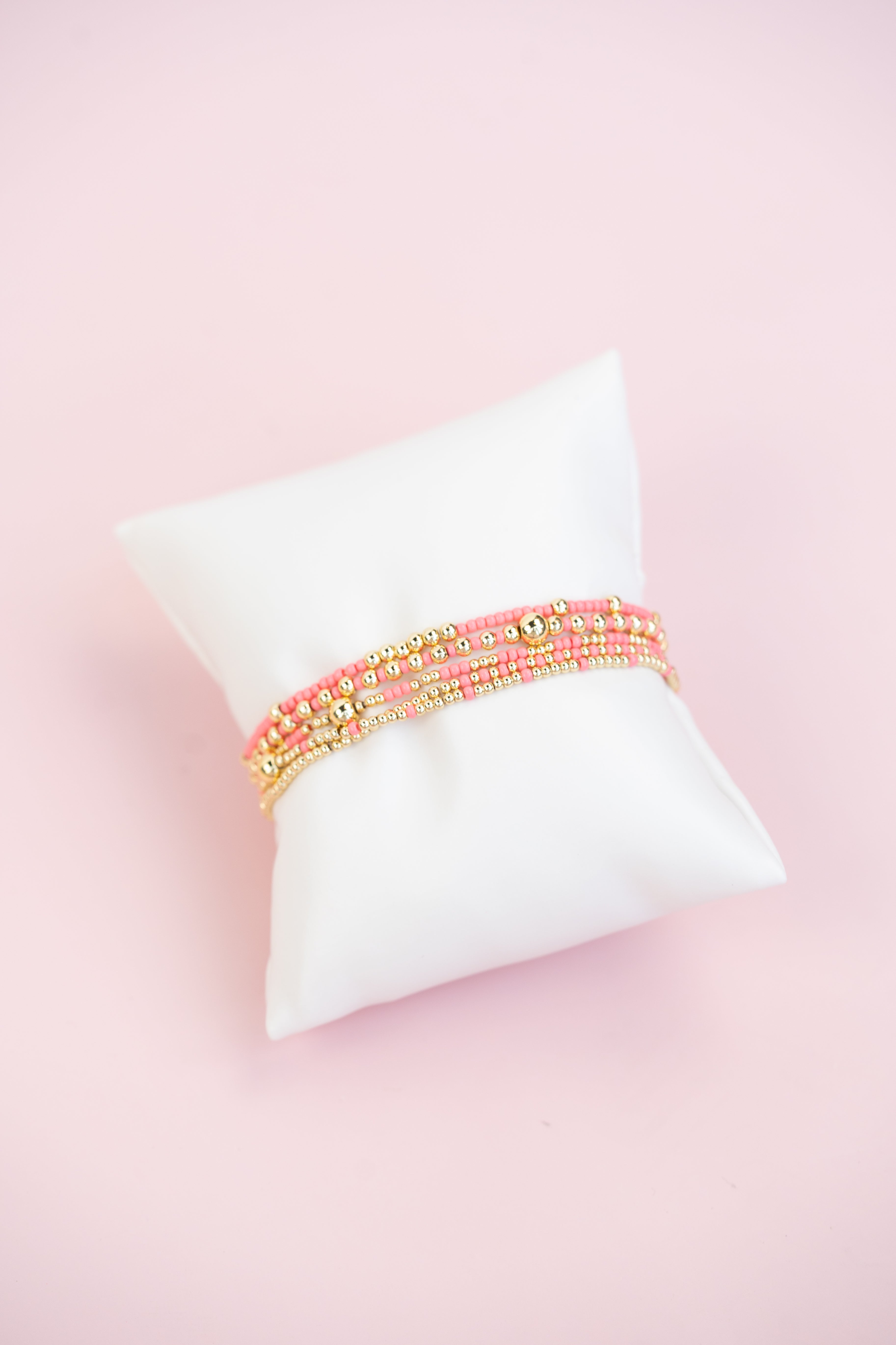 Pink and Gold Beaded Set