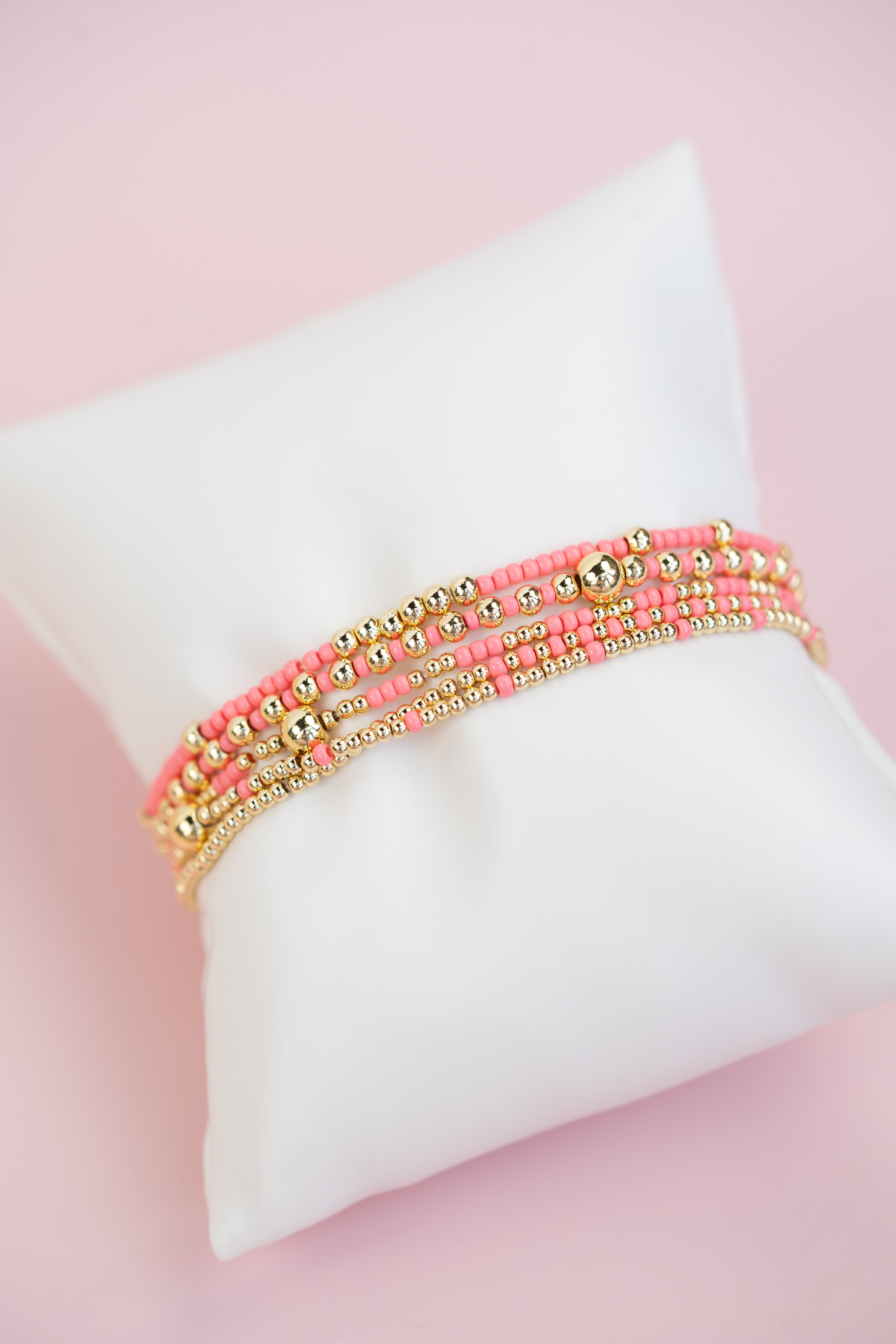 Pink and Gold Beaded Set