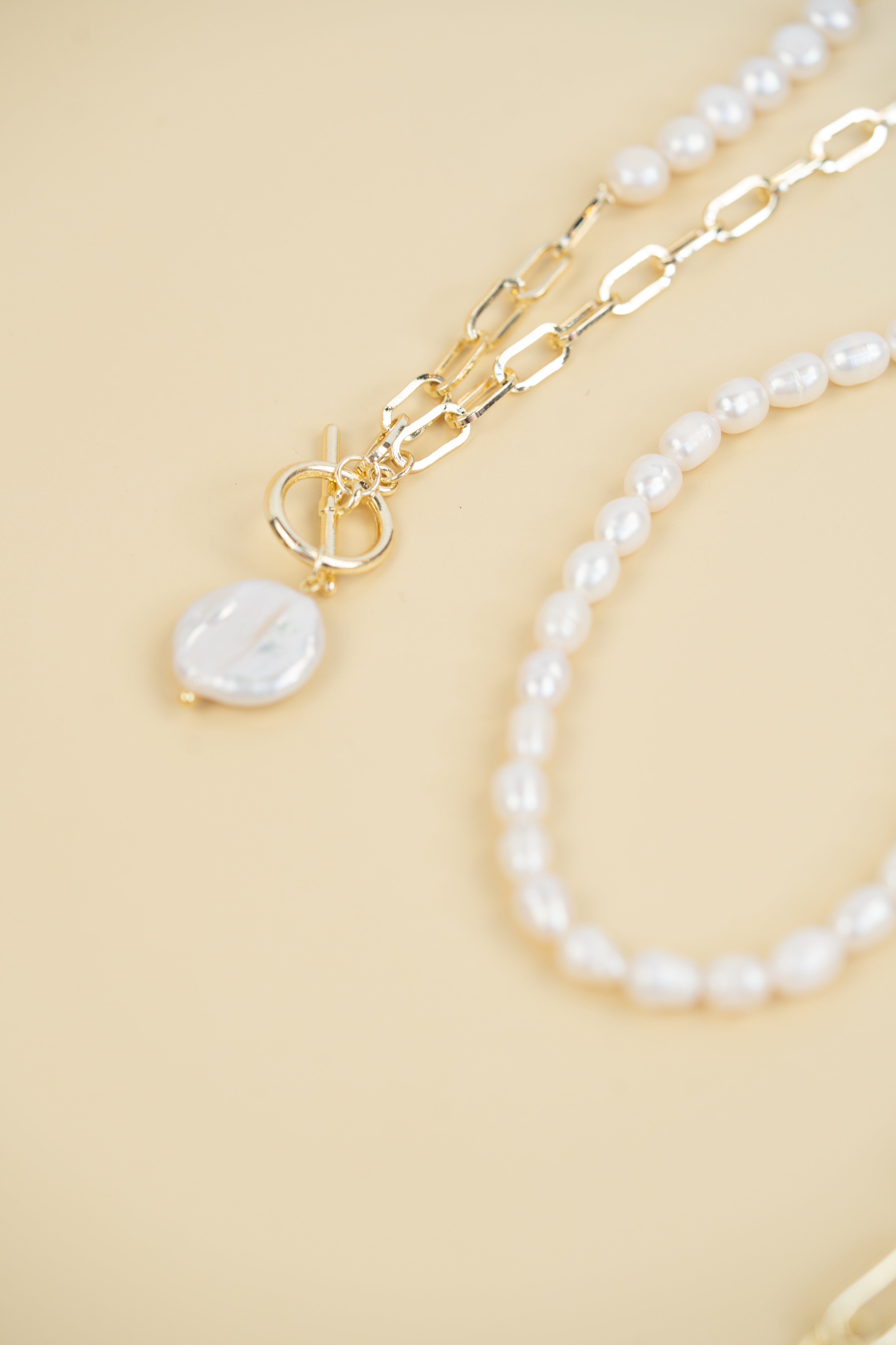 Paper Clip Pearl Necklace