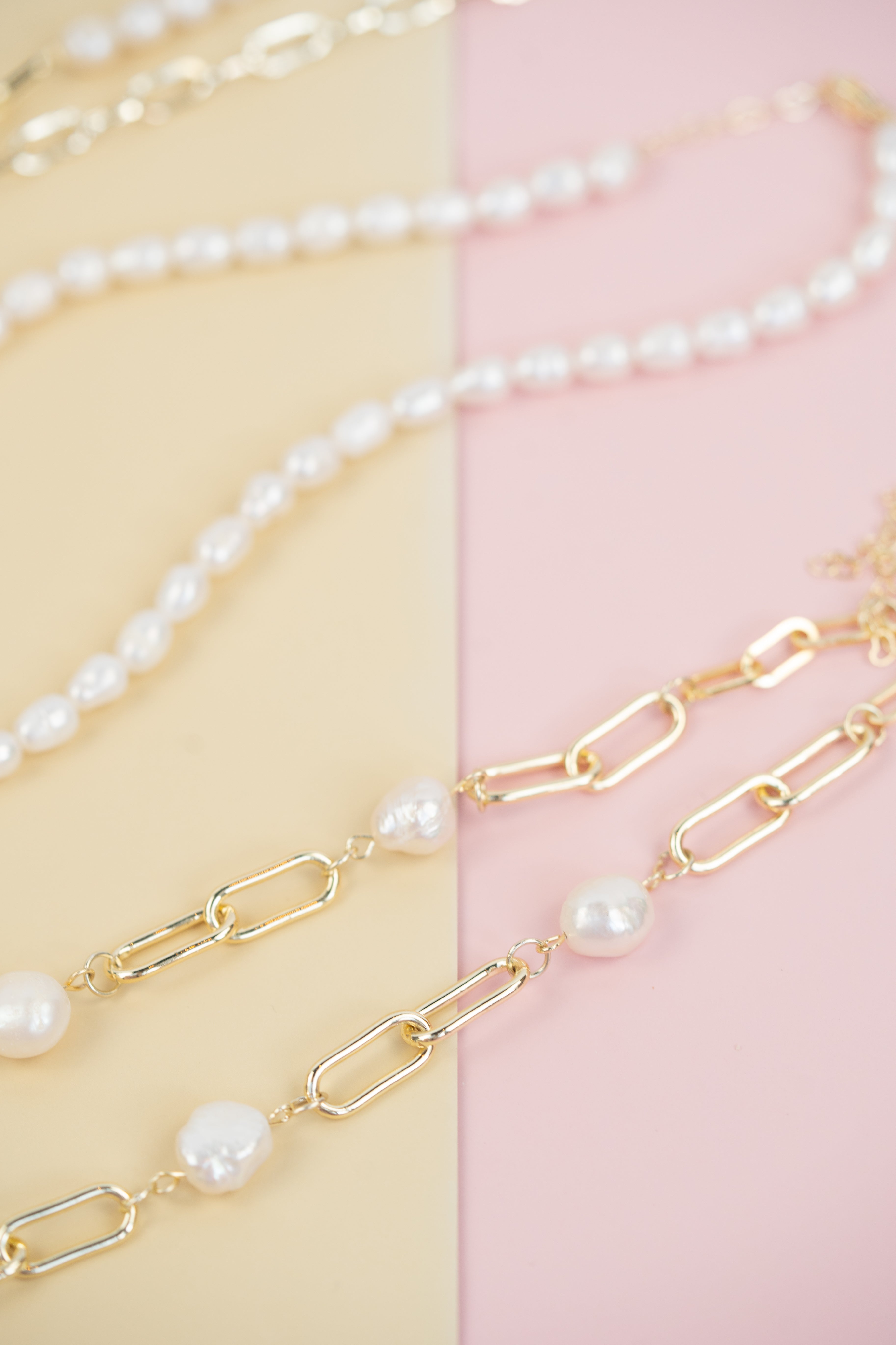 Large Paper Clip Pearl Necklace