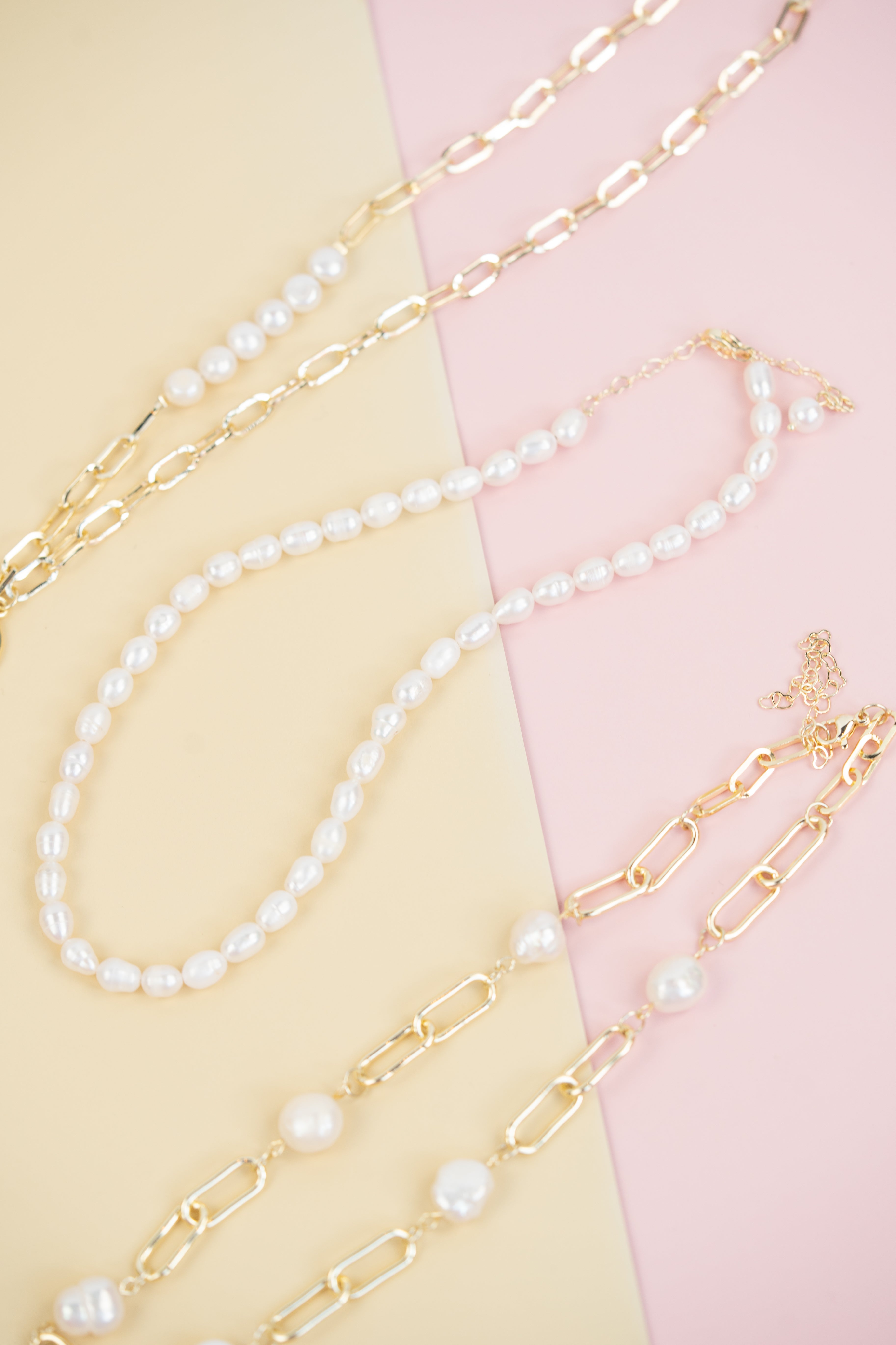 Large Paper Clip Pearl Necklace