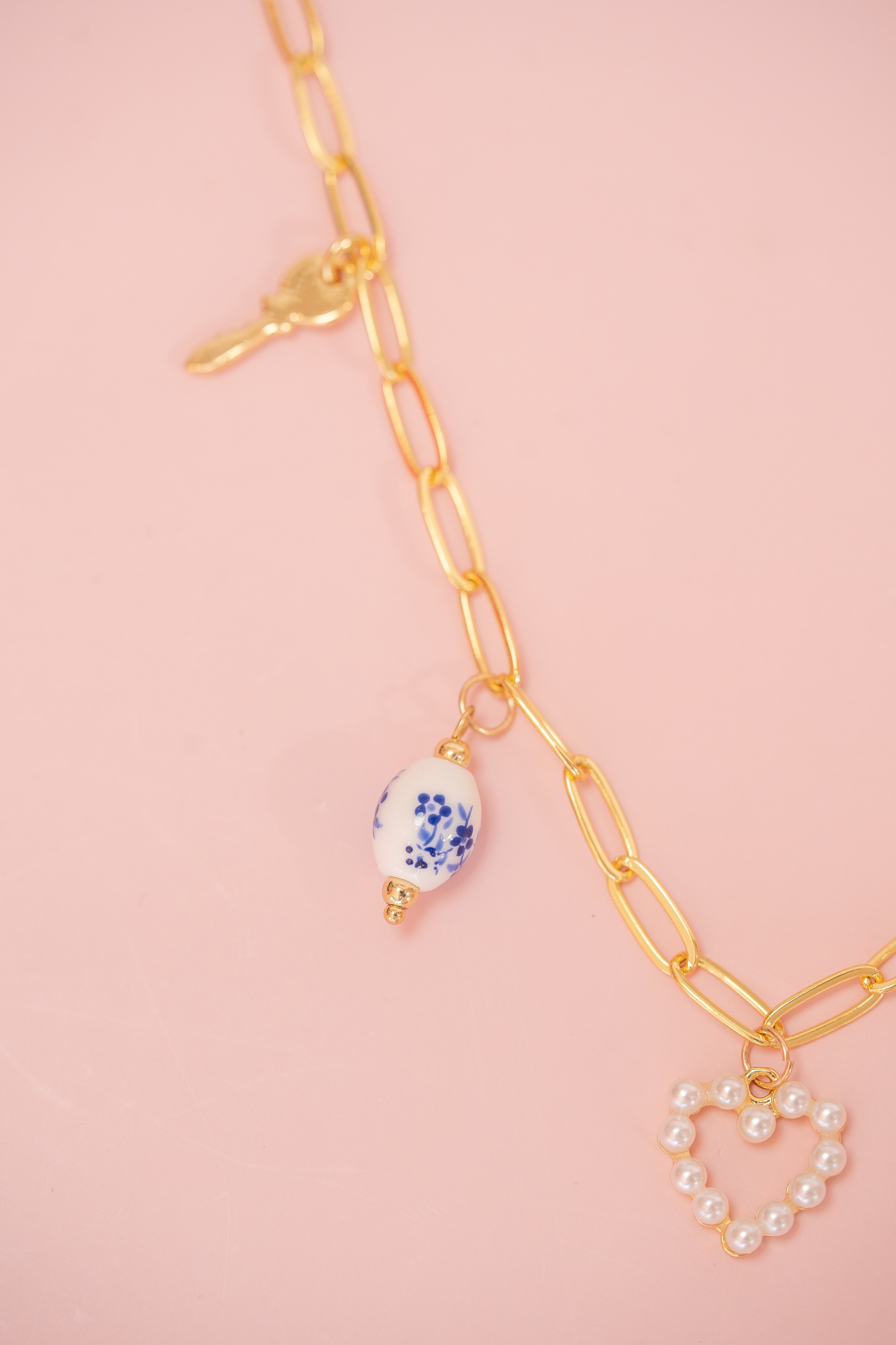 Skinny Cable Chain Charm Necklace