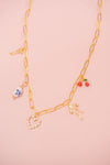 Skinny Cable Chain Charm Necklace