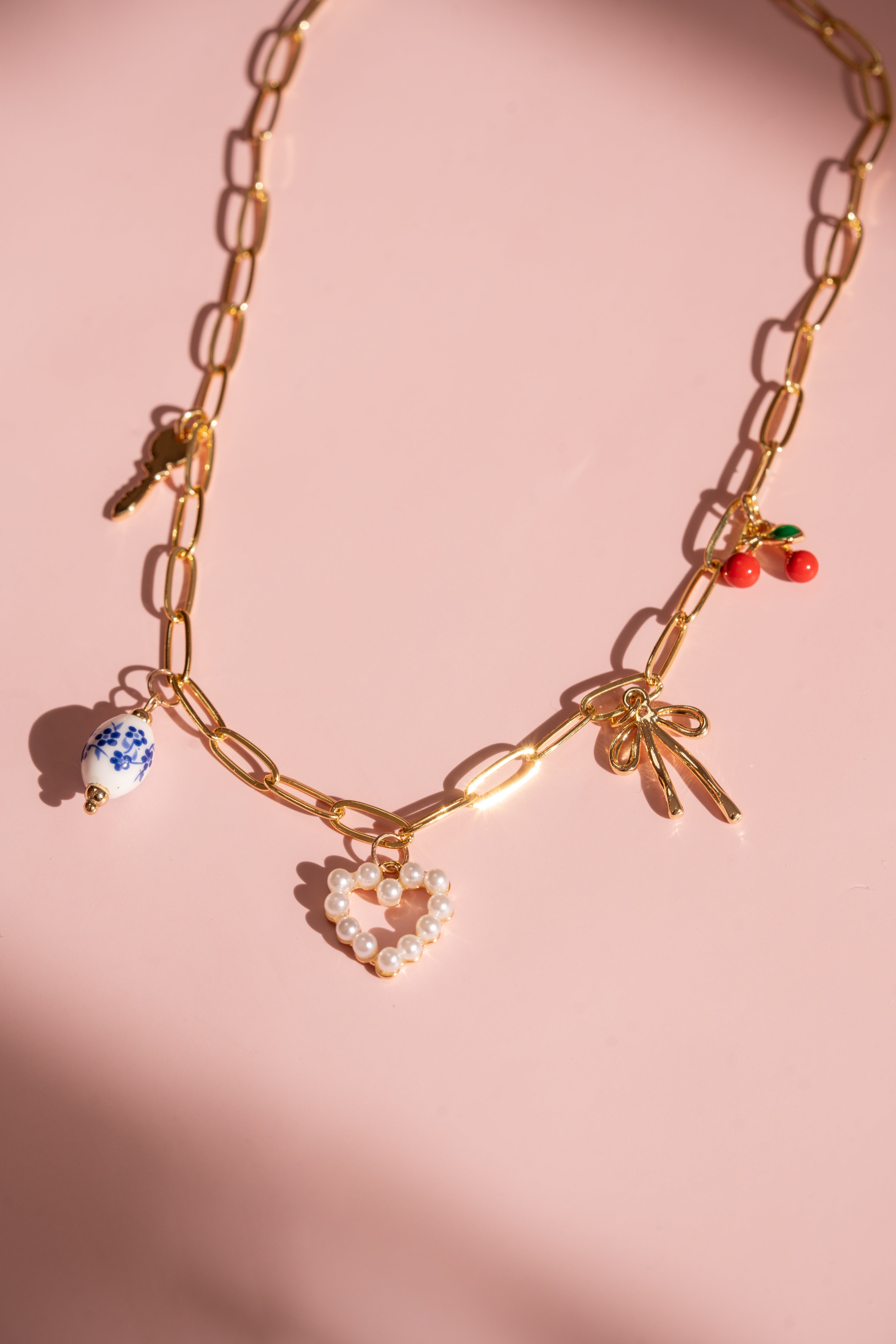 Skinny Cable Chain Charm Necklace