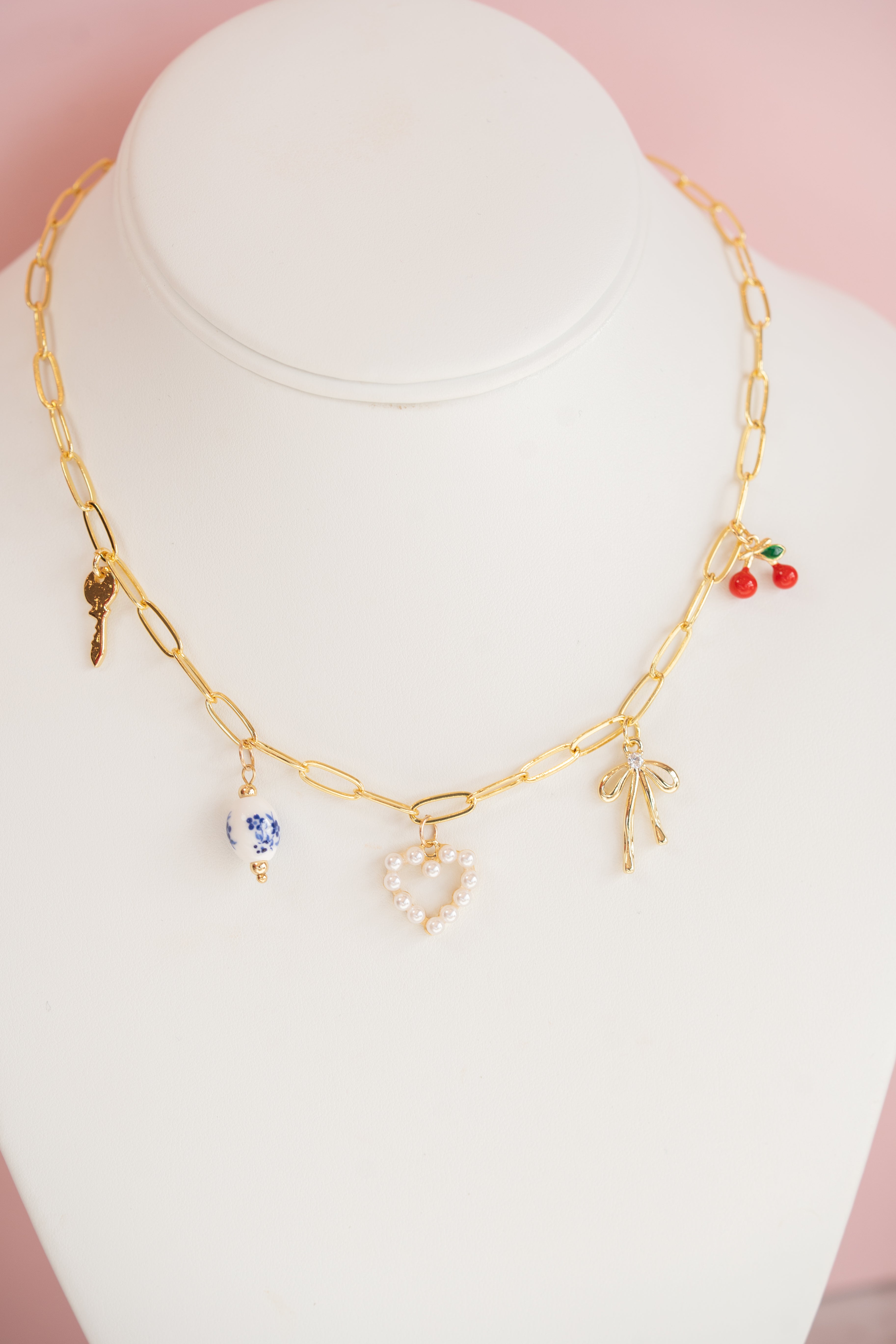 Skinny Cable Chain Charm Necklace