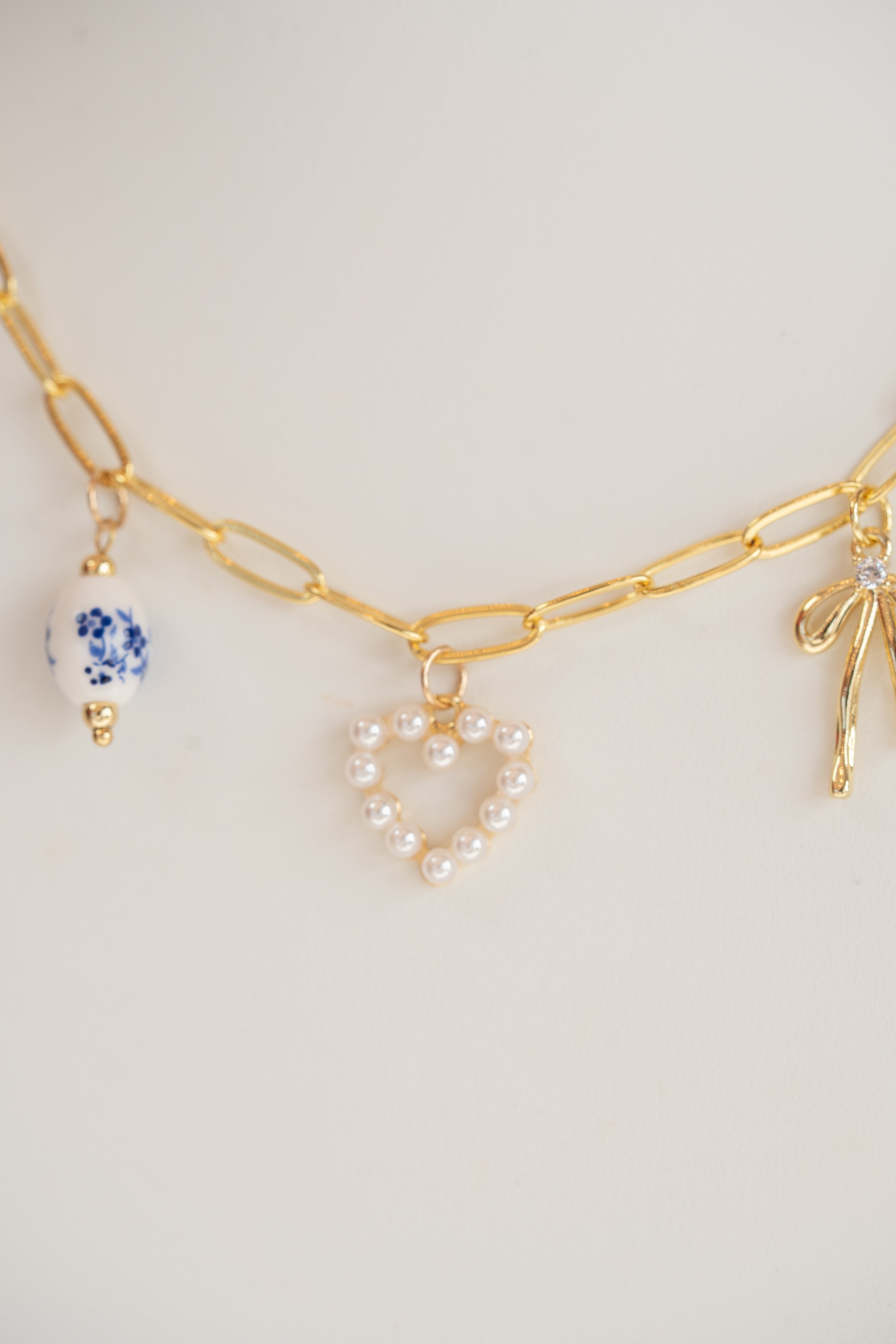 Skinny Cable Chain Charm Necklace