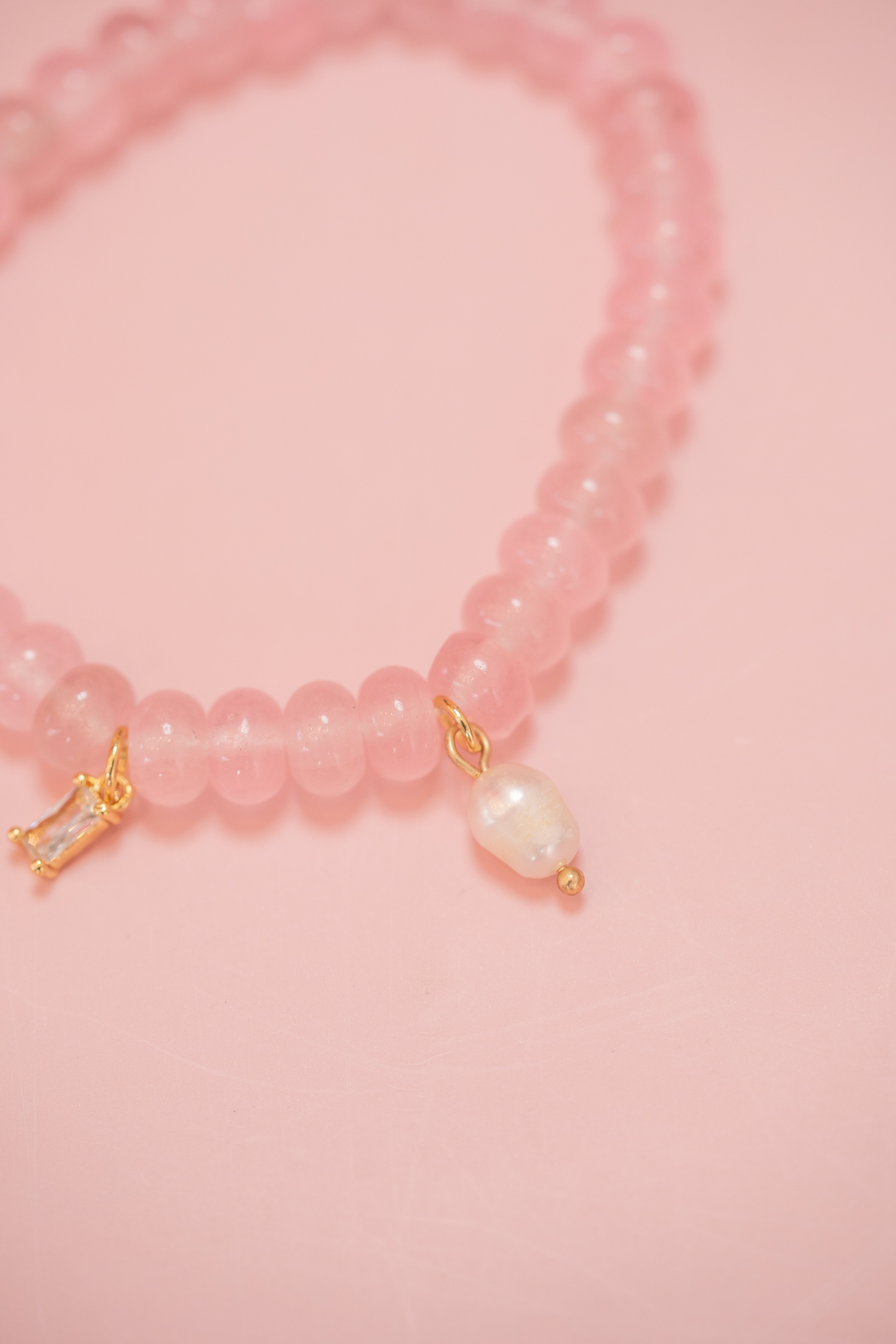 Light Pink Gemstone Charm Bracelet