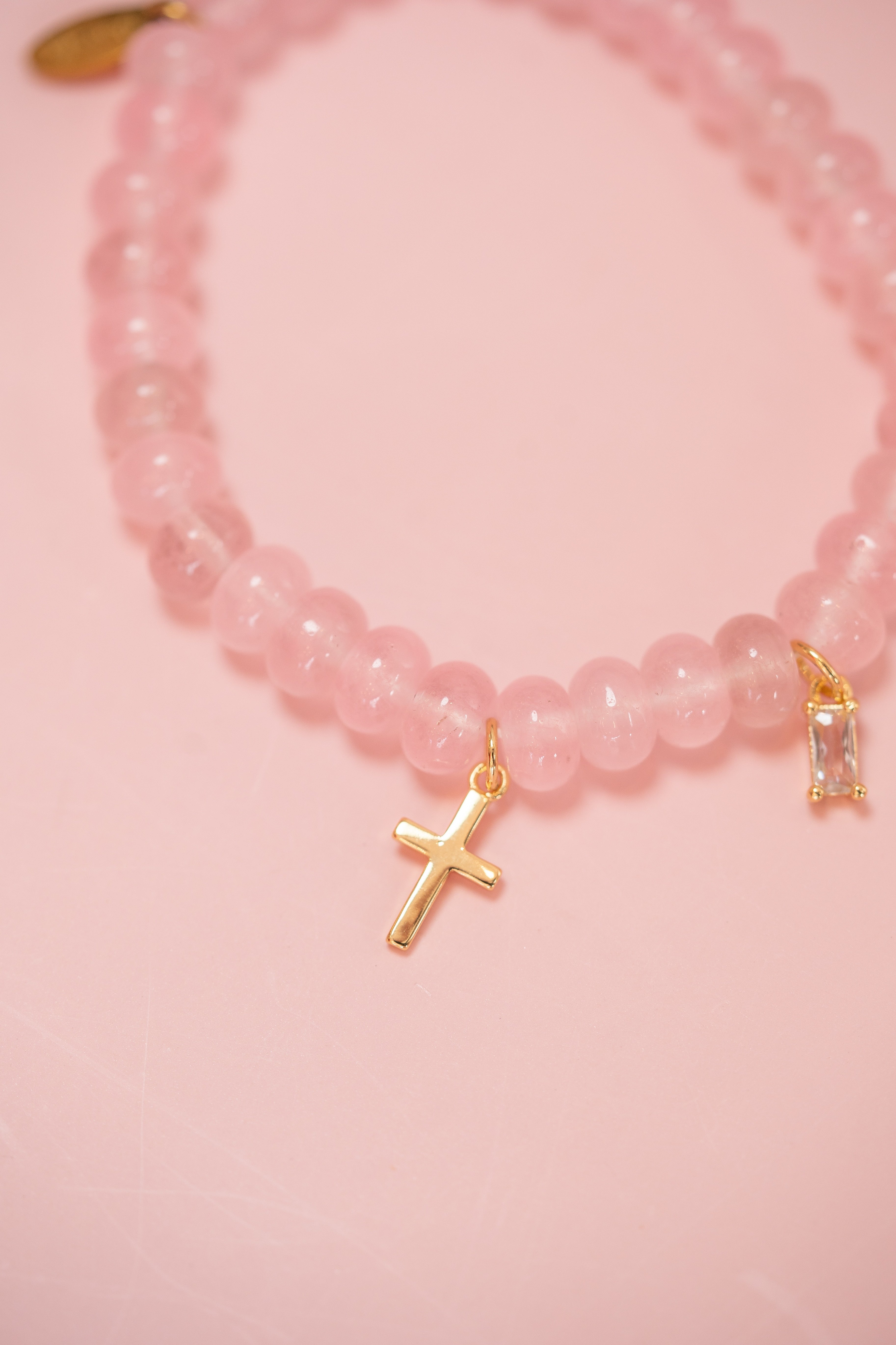 Light Pink Gemstone Charm Bracelet