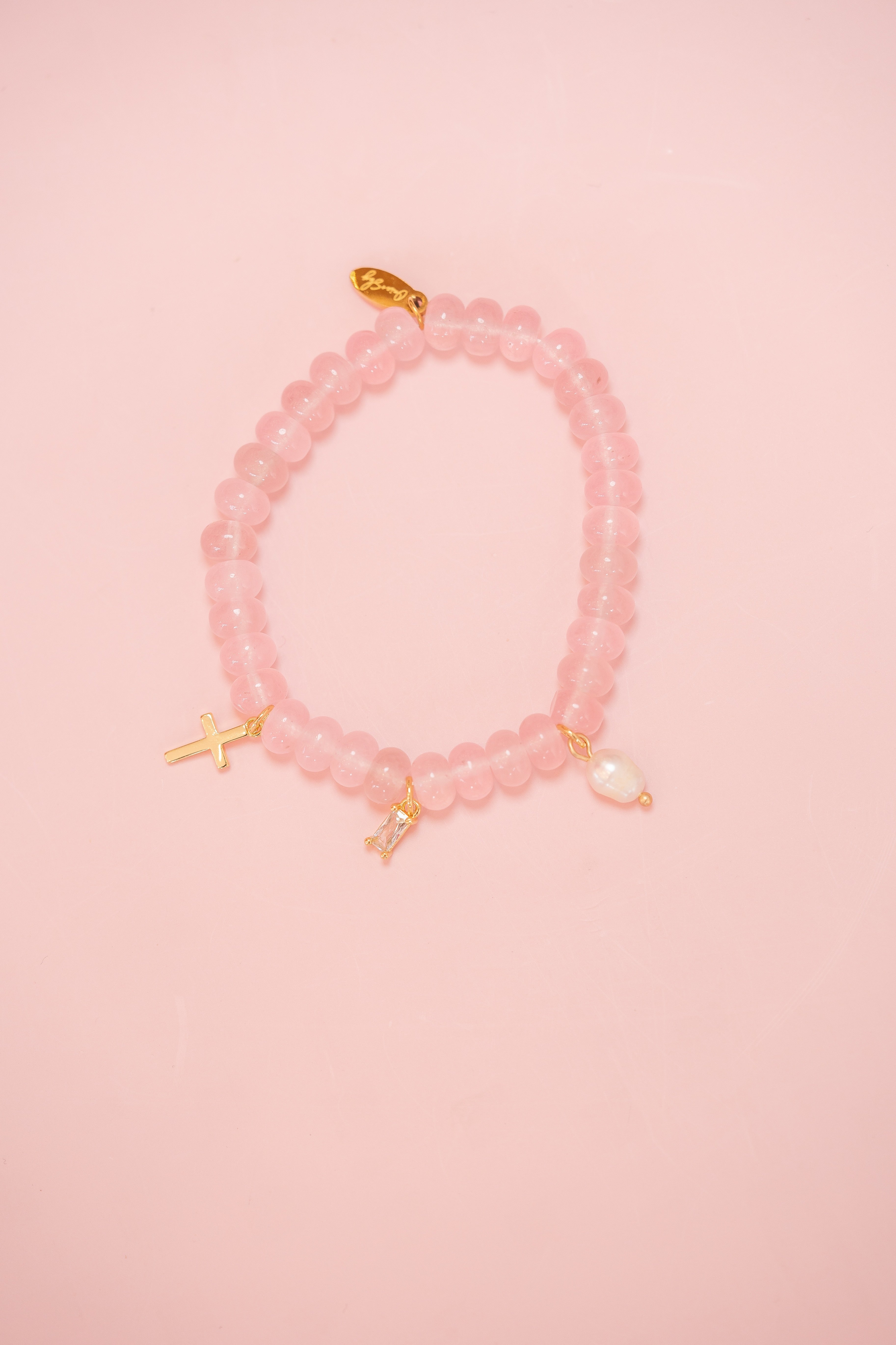 Light Pink Gemstone Charm Bracelet